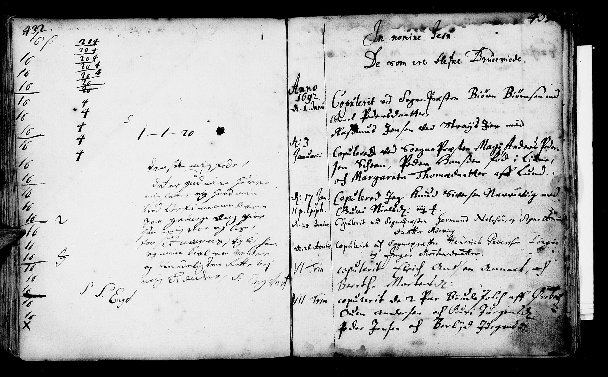 Oddernes sokneprestkontor, SAK/1111-0033/F/Fa/Faa/L0001: Parish register (official) no. A 1, 1692-1718, p. 432-433