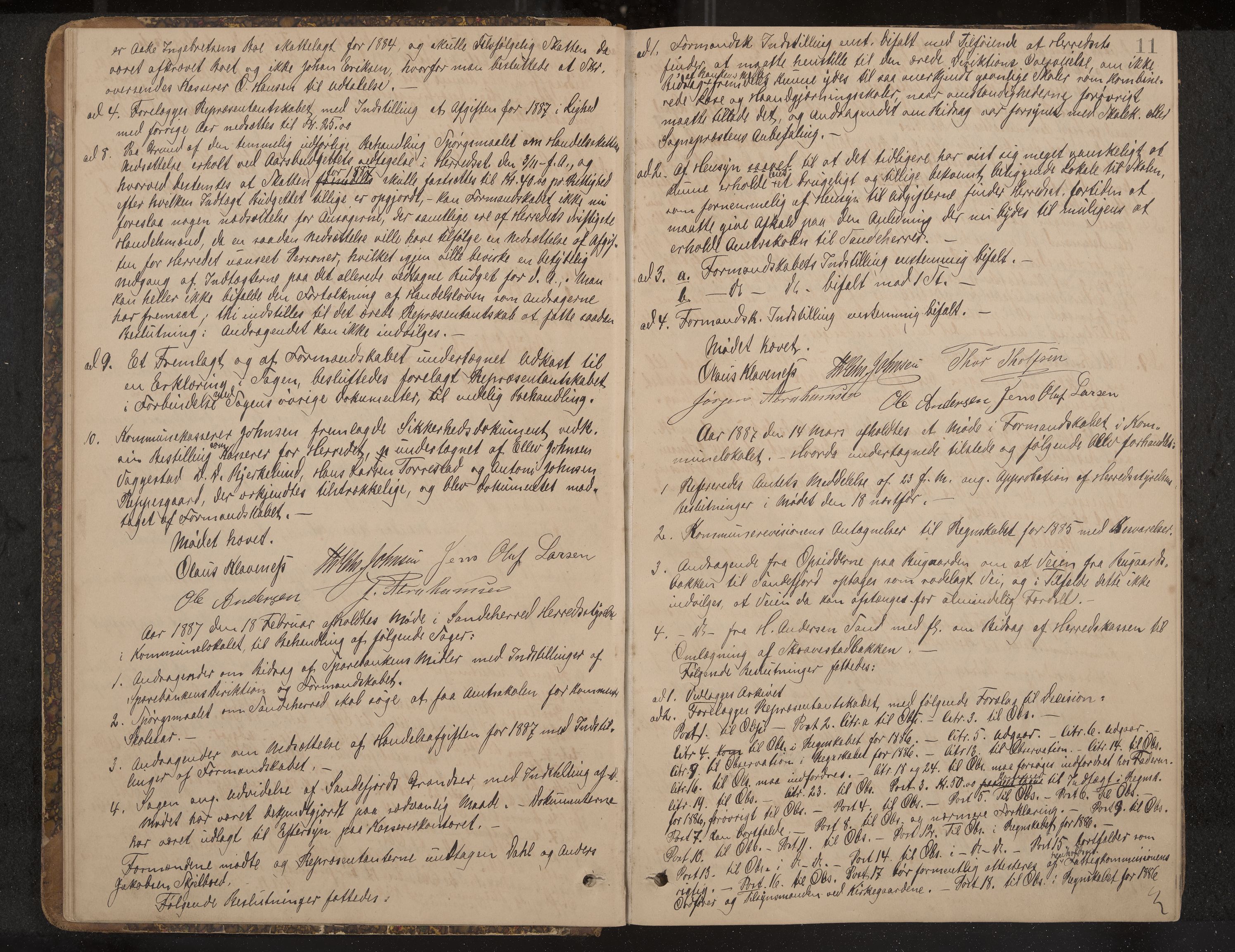 Sandar formannskap og sentraladministrasjon, IKAK/0724021/A/Aa/L0001: Møtebok, 1886-1895, p. 11