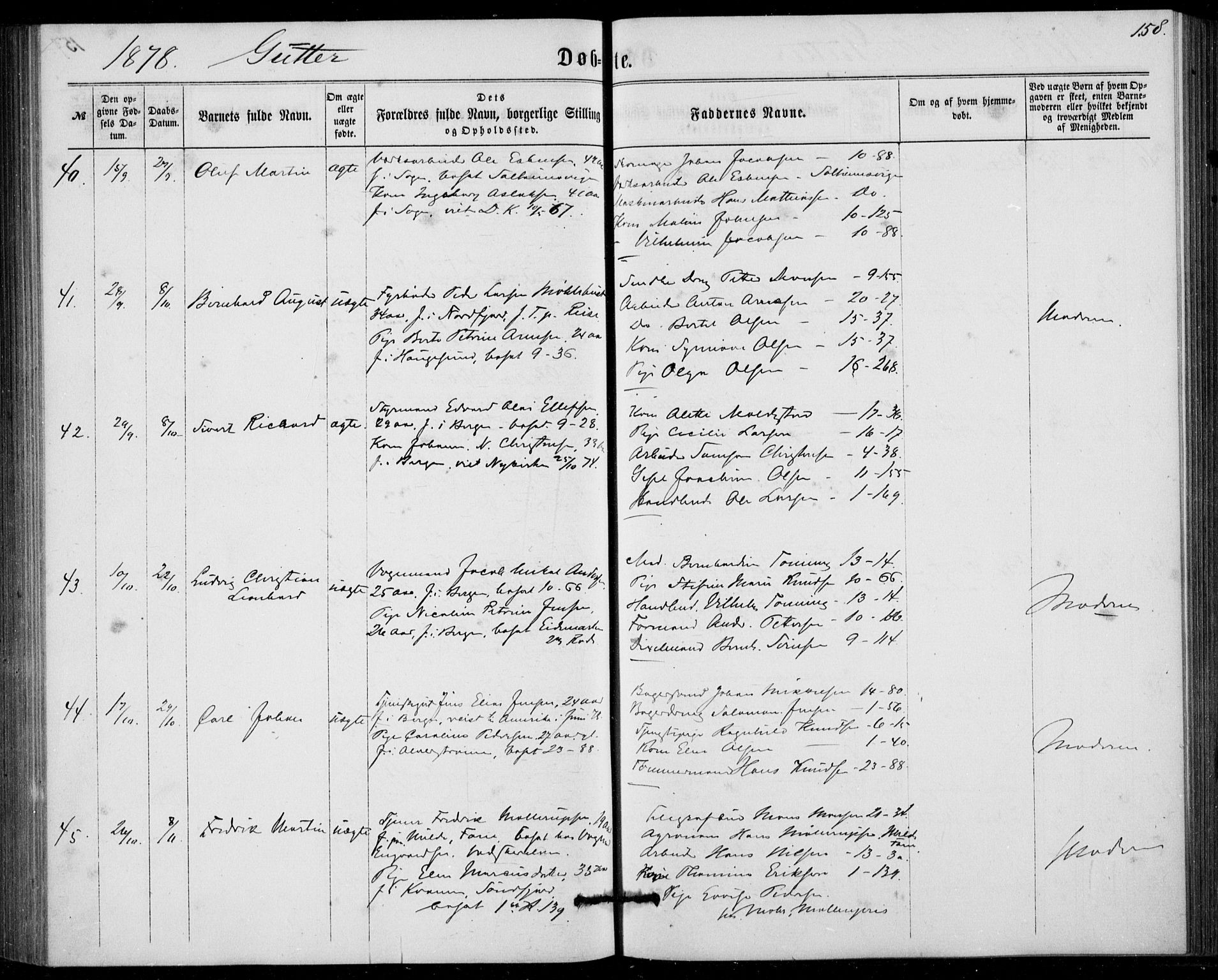 Fødselsstiftelsens sokneprestembete, ført av overlegen*, SAB/-: Parish register (official) no. A 1, 1863-1883, p. 158