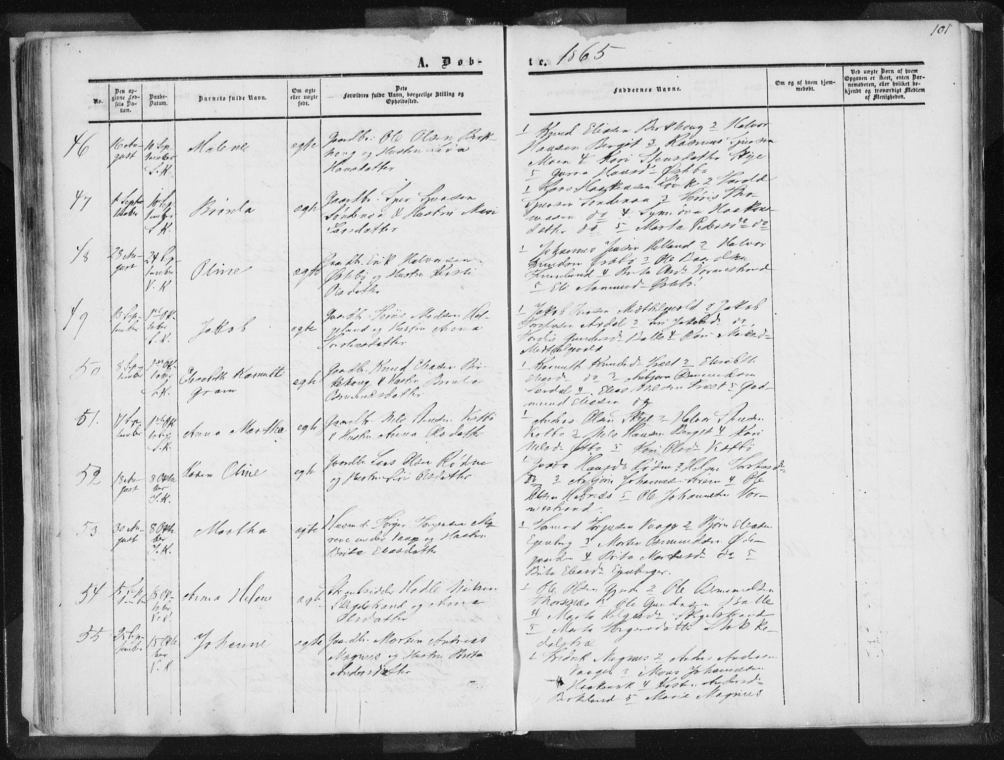 Vikedal sokneprestkontor, AV/SAST-A-101840/01/IV: Parish register (official) no. A 6.1, 1851-1867, p. 101