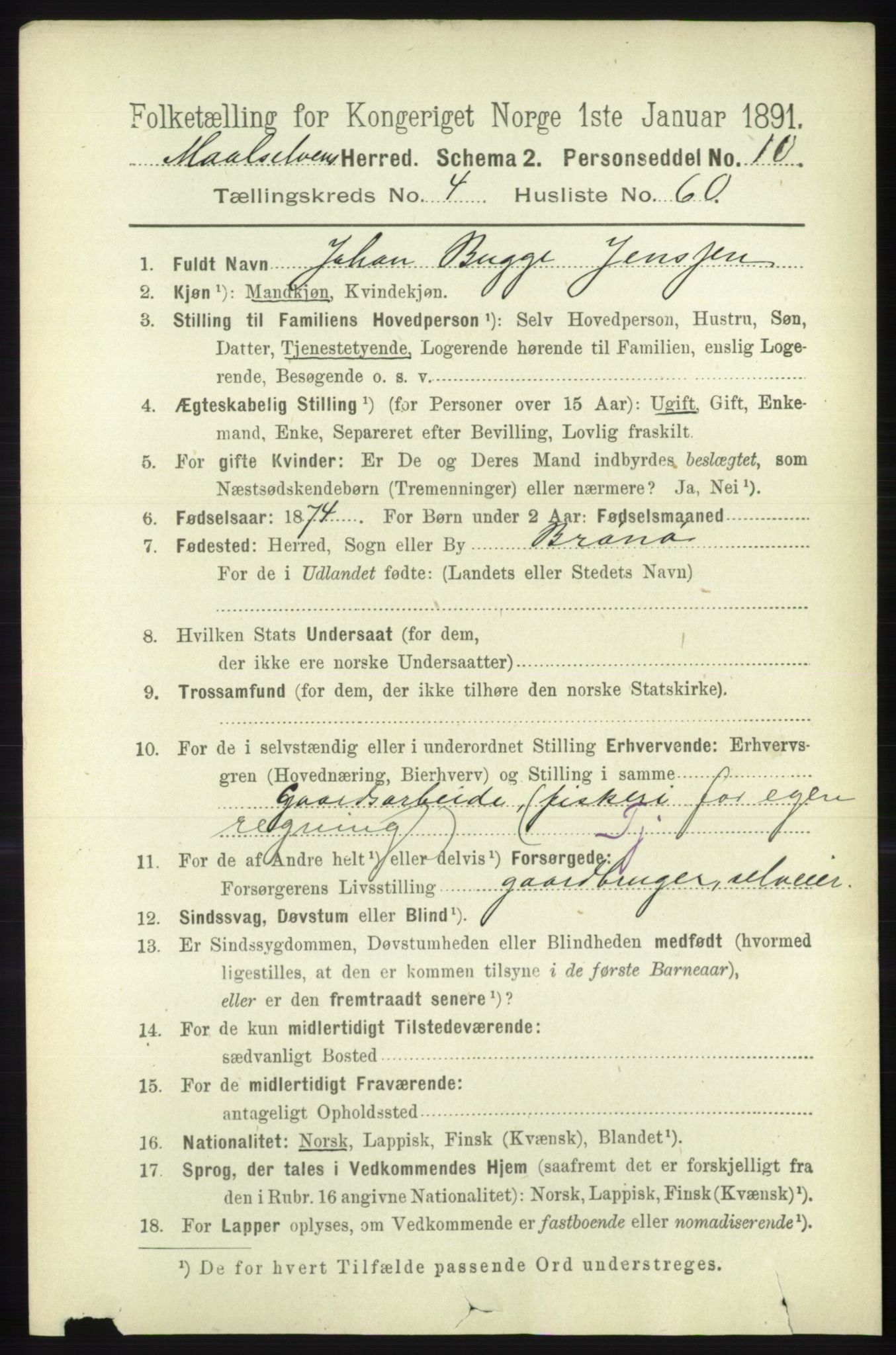 RA, 1891 census for 1924 Målselv, 1891, p. 1545