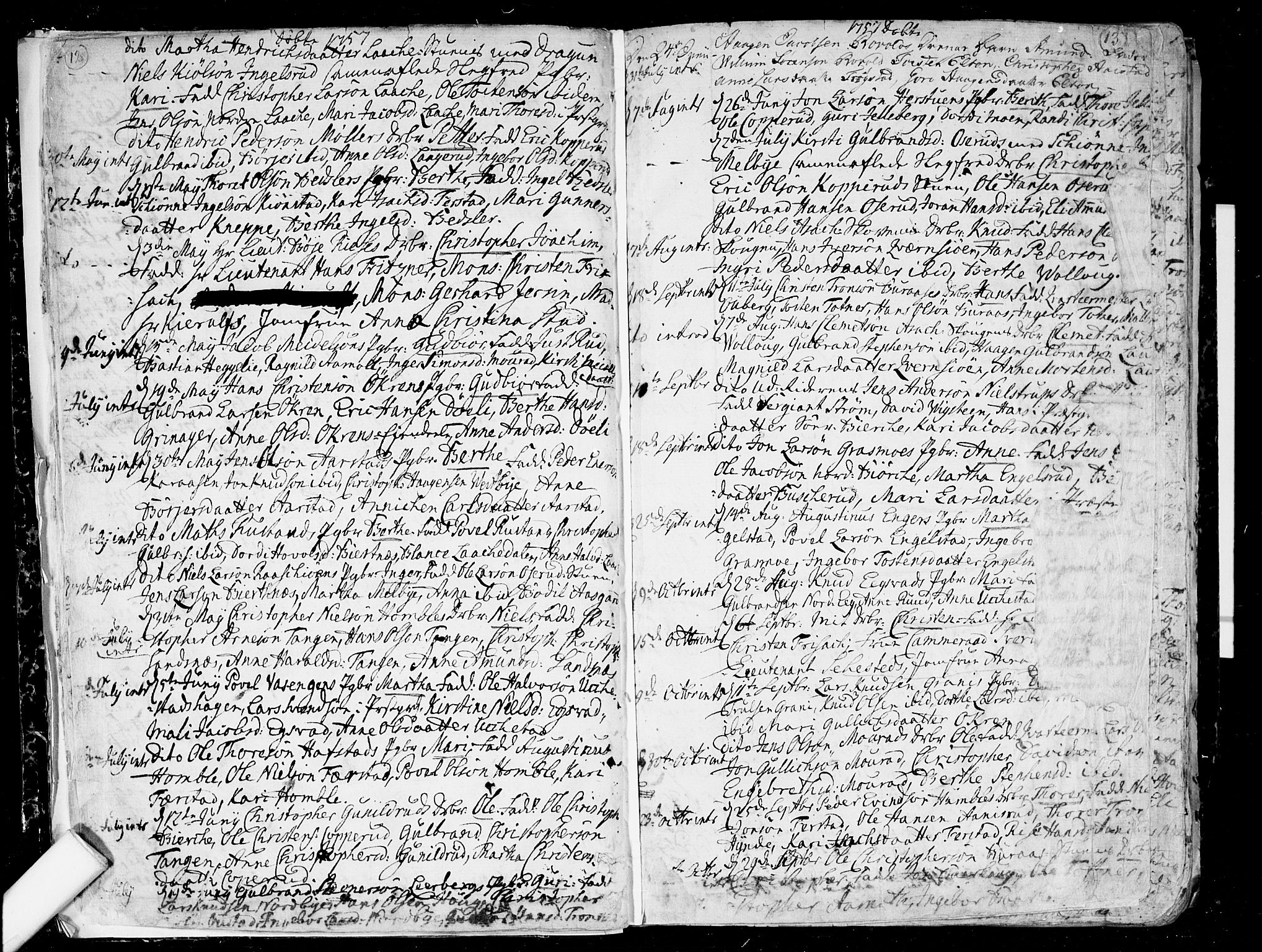 Nannestad prestekontor Kirkebøker, SAO/A-10414a/F/Fa/L0007: Parish register (official) no. I 7, 1754-1791, p. 12-13