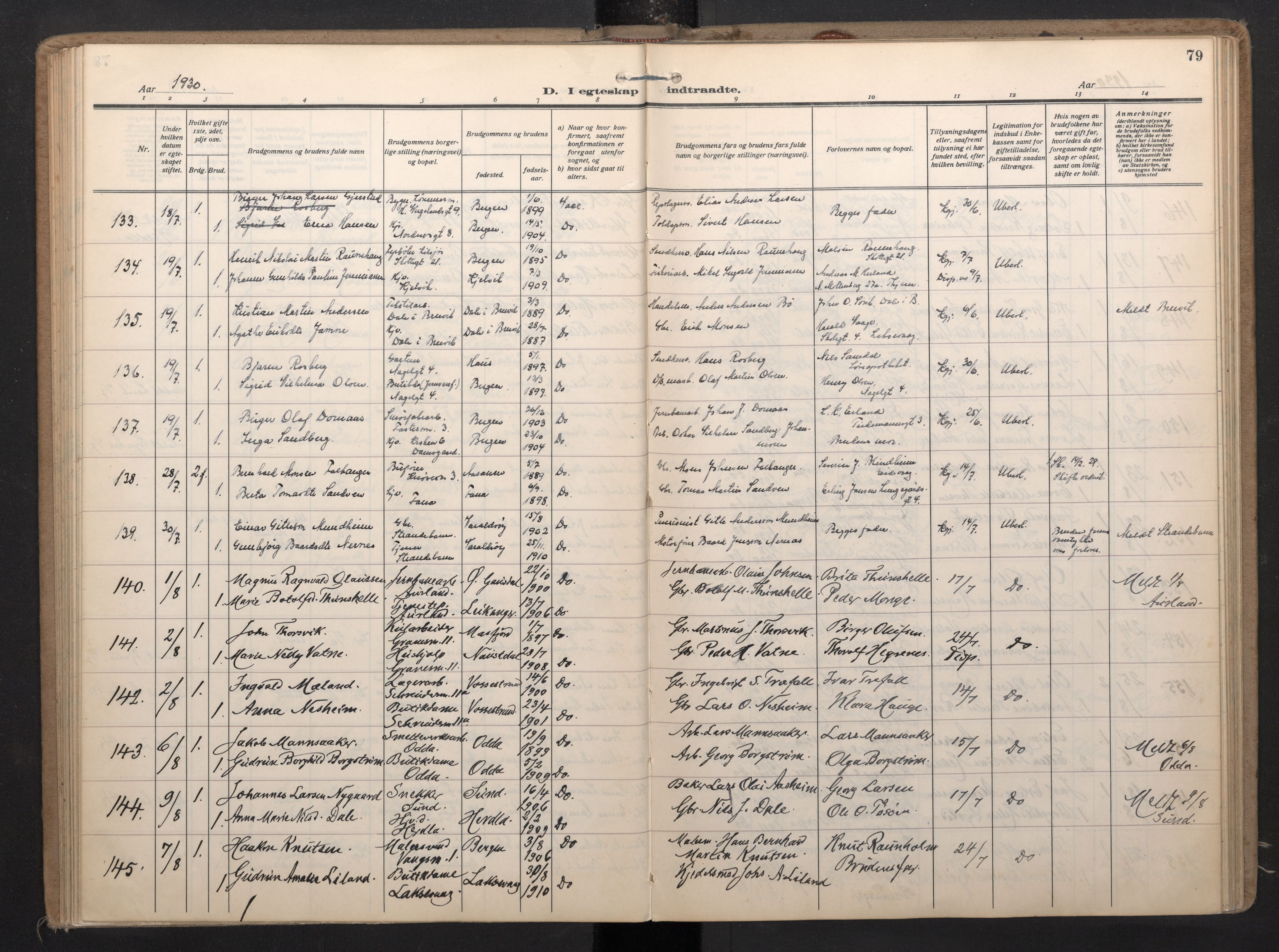 Nykirken Sokneprestembete, AV/SAB-A-77101/H/Haa/L0038: Parish register (official) no. D 8, 1926-1934, p. 78b-79a