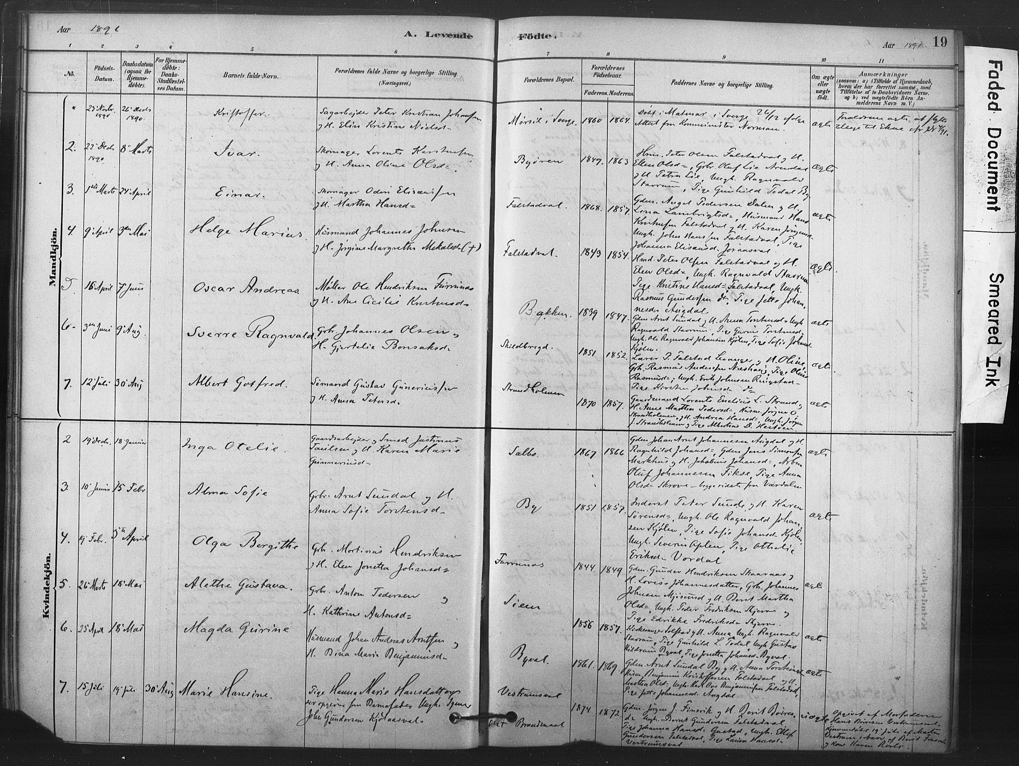 Ministerialprotokoller, klokkerbøker og fødselsregistre - Nord-Trøndelag, AV/SAT-A-1458/719/L0178: Parish register (official) no. 719A01, 1878-1900, p. 19