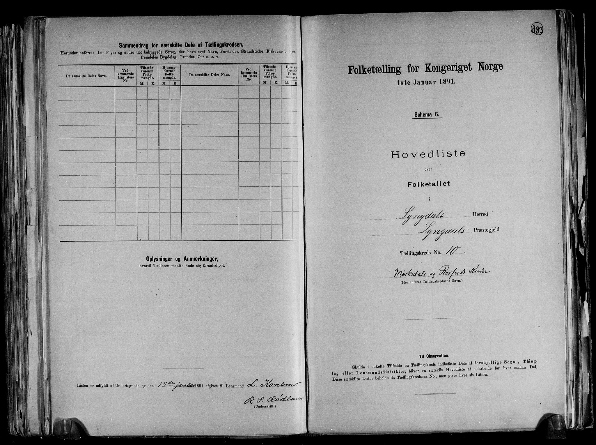 RA, 1891 census for 1032 Lyngdal, 1891, p. 25