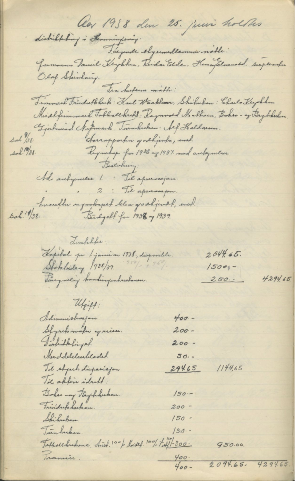 Finnmark Distriktslag for Idrett, FMFB/A-1040/A/L0001: Møteprotokoll, 1919-1940, p. 185