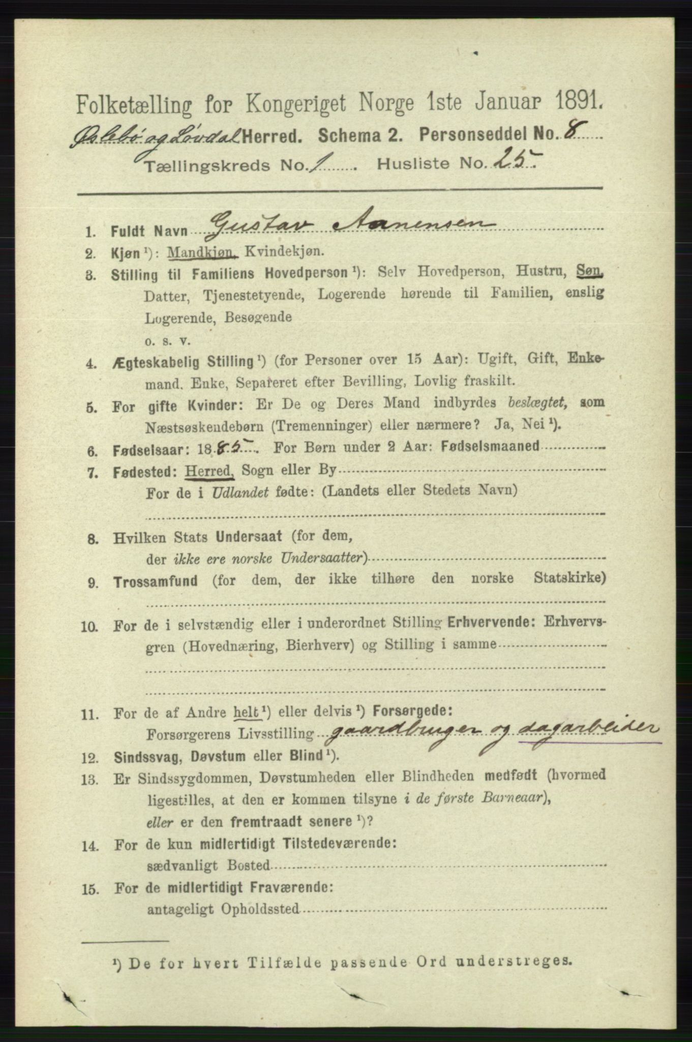 RA, 1891 census for 1021 Øyslebø og Laudal, 1891, p. 236