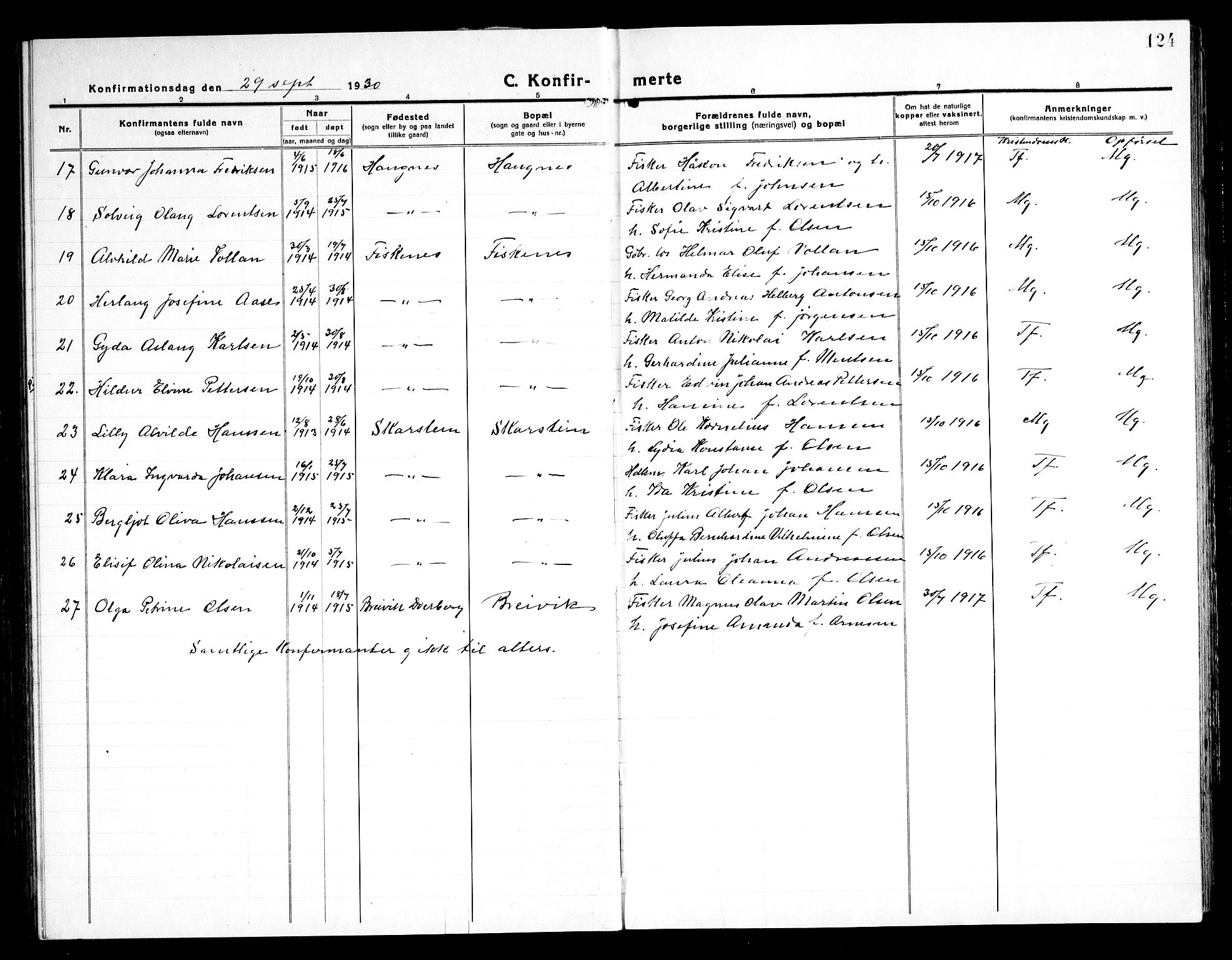 Ministerialprotokoller, klokkerbøker og fødselsregistre - Nordland, SAT/A-1459/899/L1450: Parish register (copy) no. 899C05, 1918-1945, p. 124