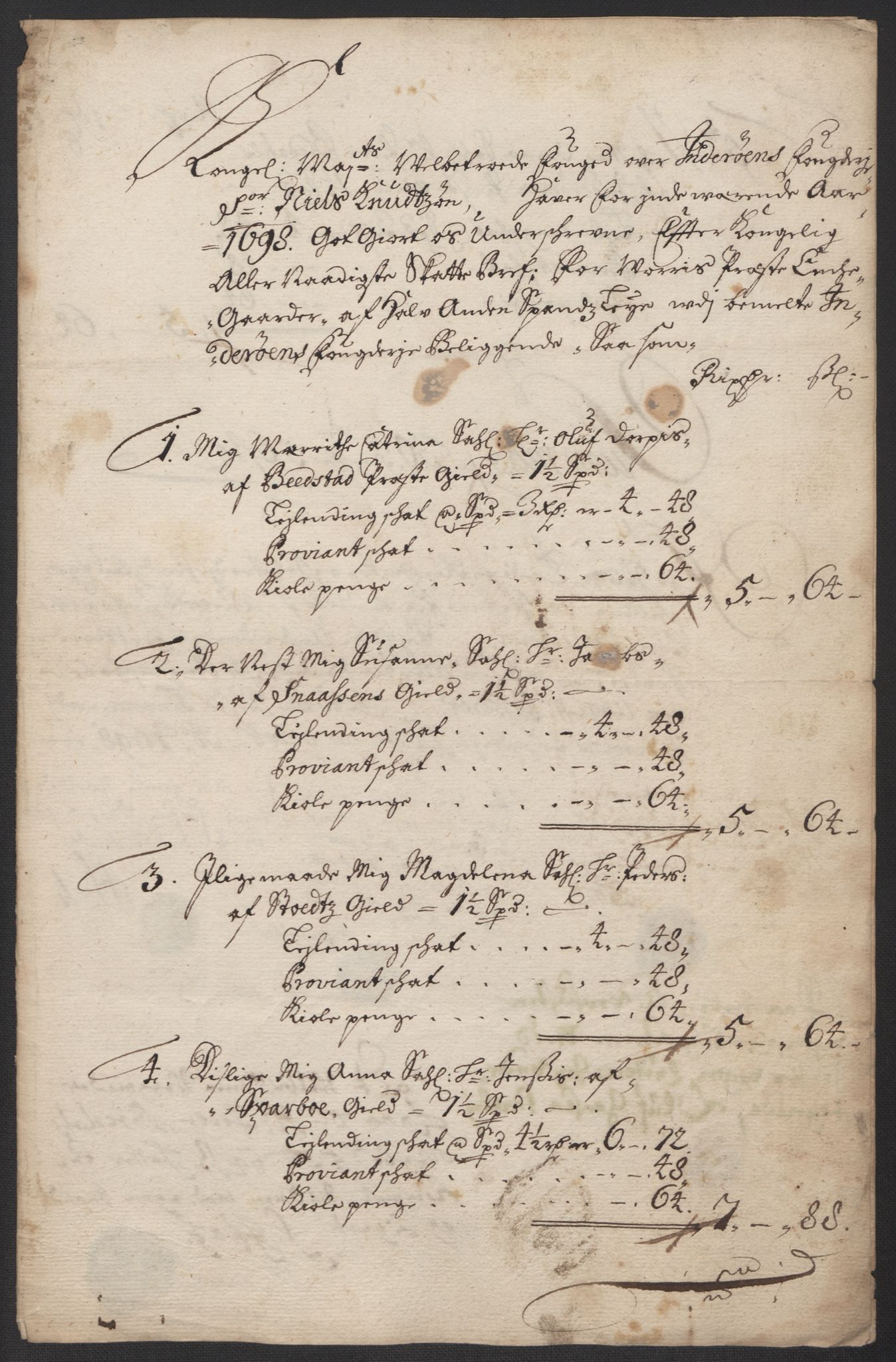 Rentekammeret inntil 1814, Reviderte regnskaper, Fogderegnskap, RA/EA-4092/R63/L4310: Fogderegnskap Inderøy, 1698-1699, p. 181