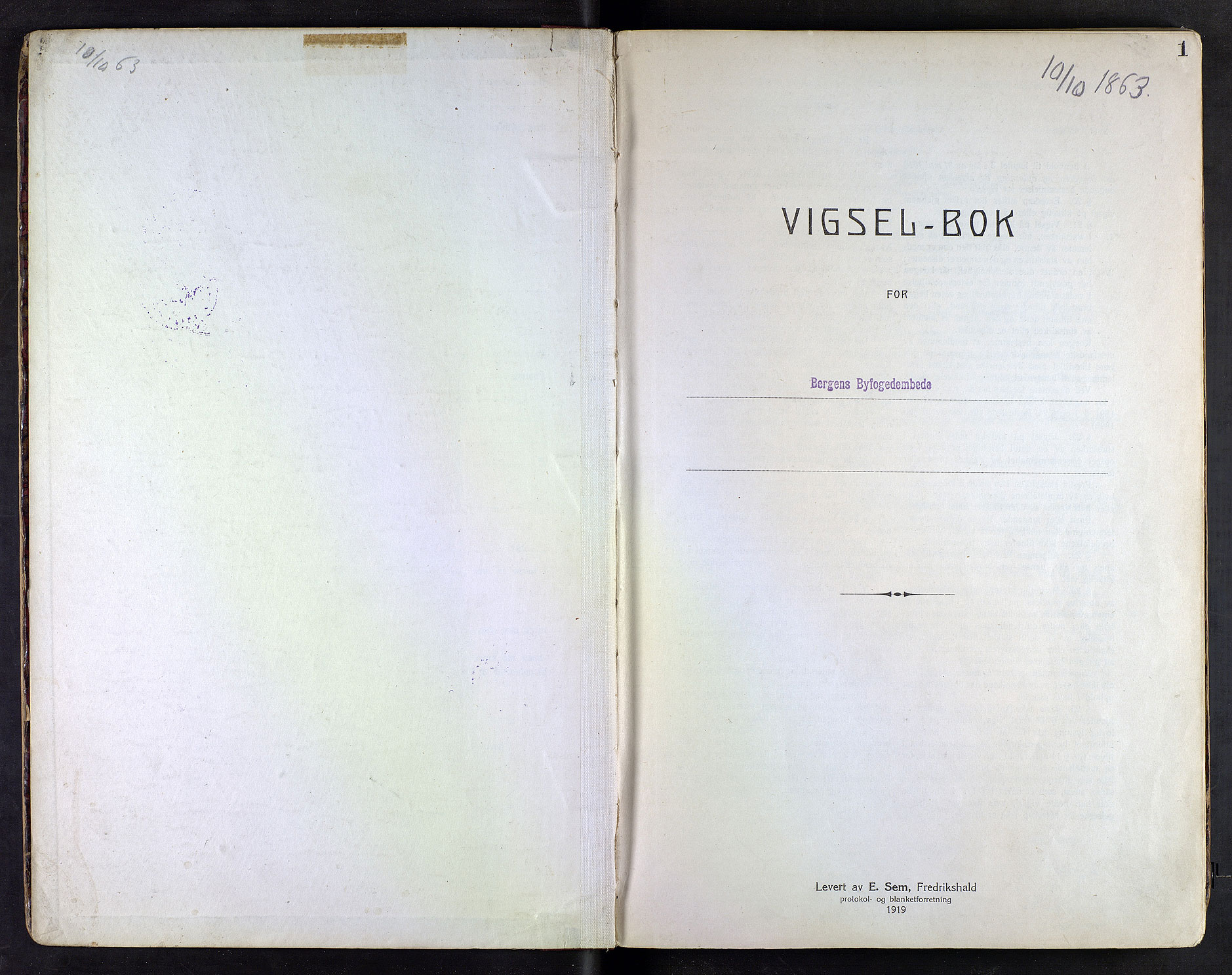 Byfogd og Byskriver i Bergen, SAB/A-3401/10/10F/L0001: Vielsesprotokoller, 1920-1922, p. 1
