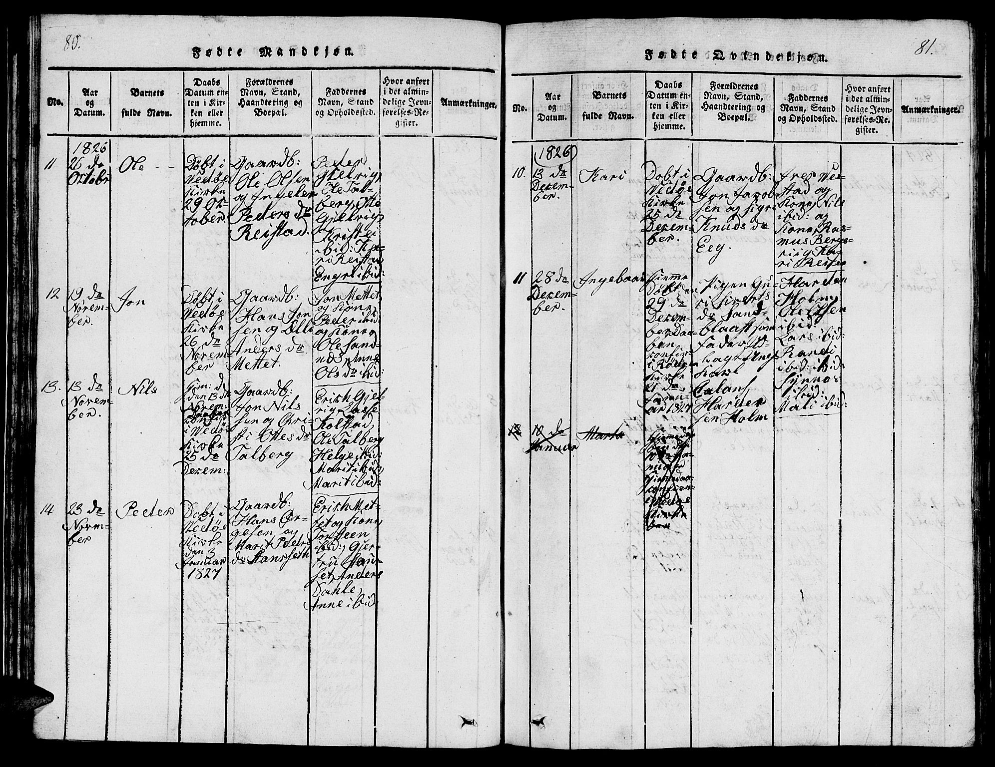 Ministerialprotokoller, klokkerbøker og fødselsregistre - Møre og Romsdal, AV/SAT-A-1454/547/L0610: Parish register (copy) no. 547C01, 1818-1839, p. 80-81