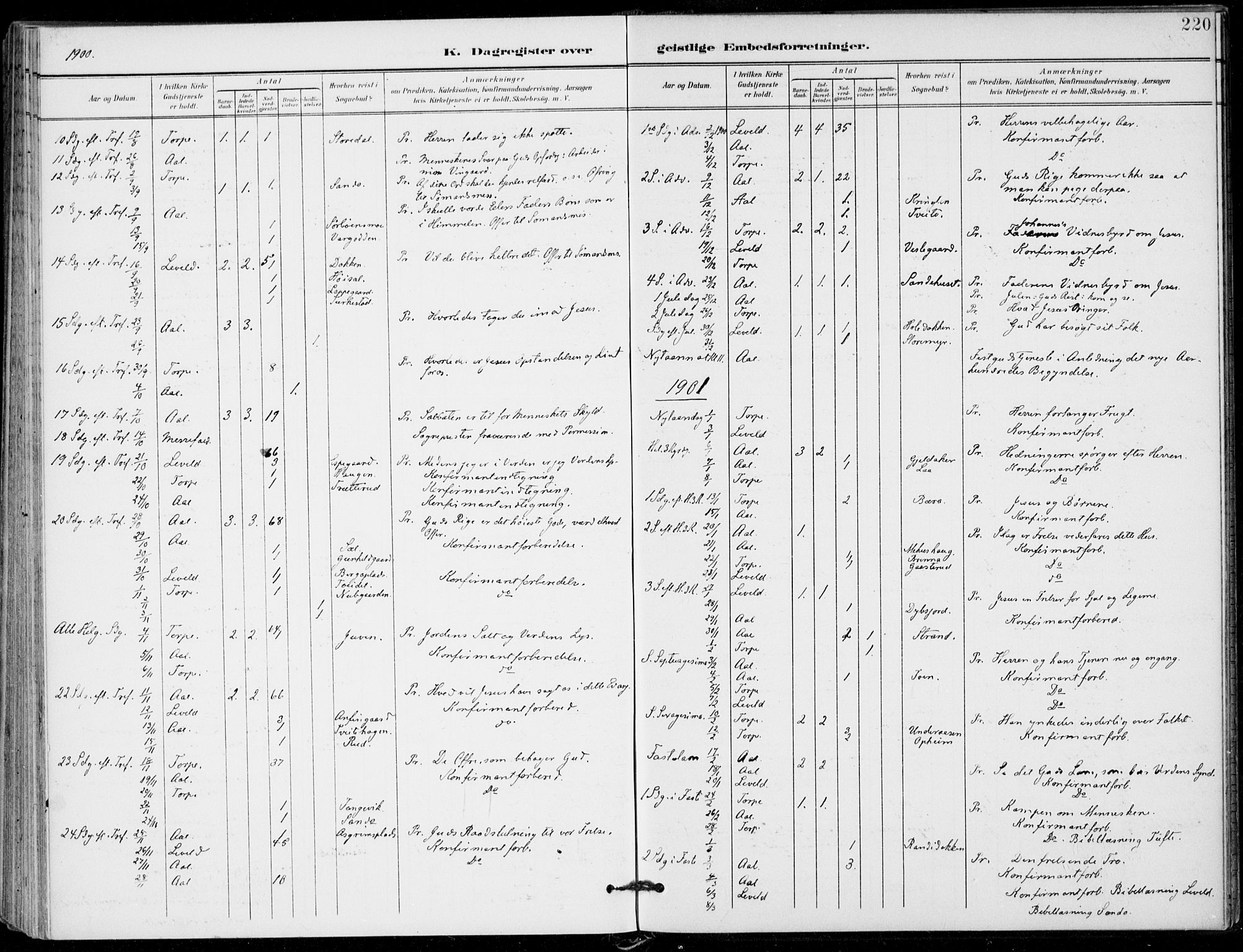 Ål kirkebøker, AV/SAKO-A-249/F/Fa/L0009: Parish register (official) no. I 9, 1897-1915, p. 220