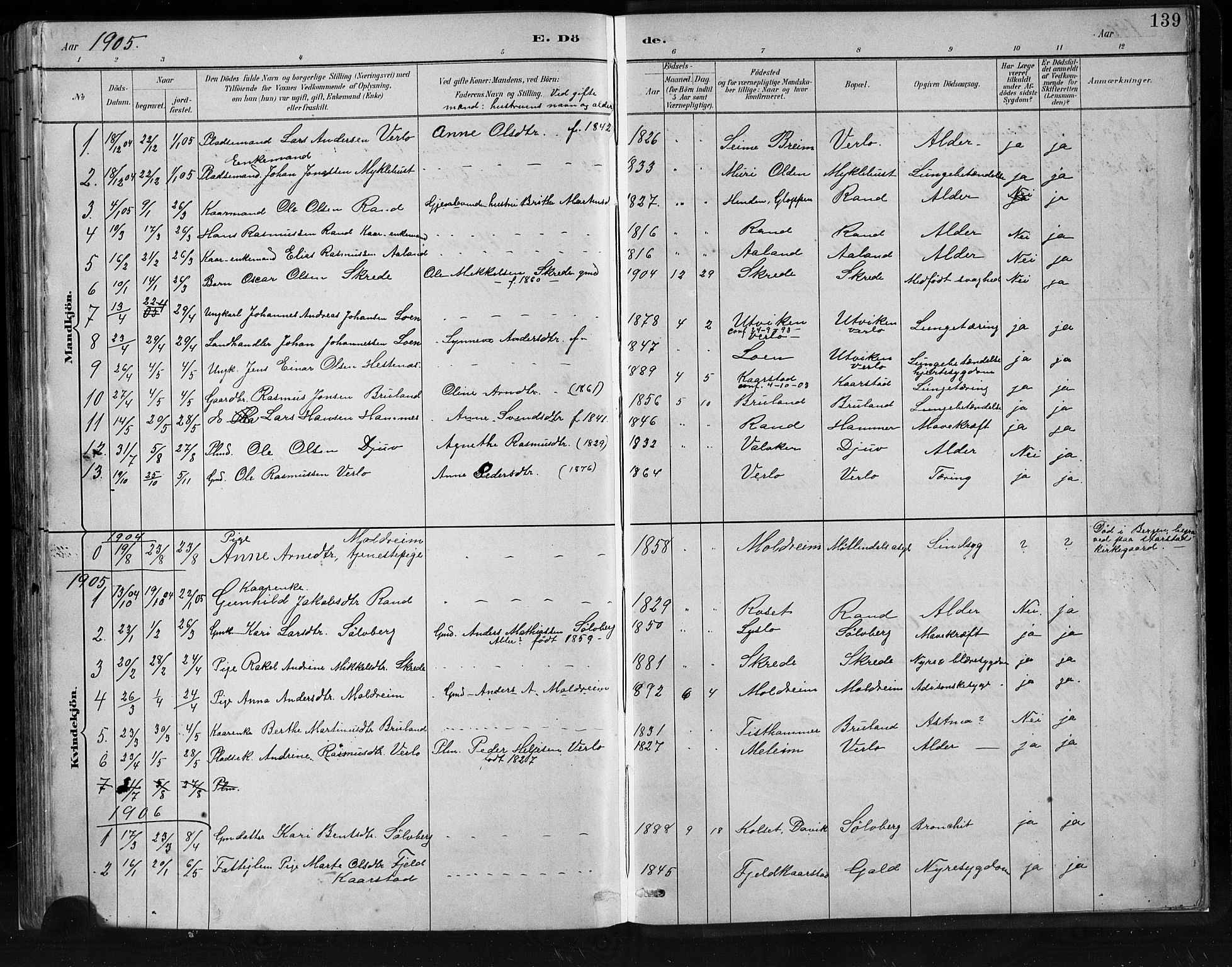 Innvik sokneprestembete, SAB/A-80501: Parish register (copy) no. C 3, 1883-1911, p. 139