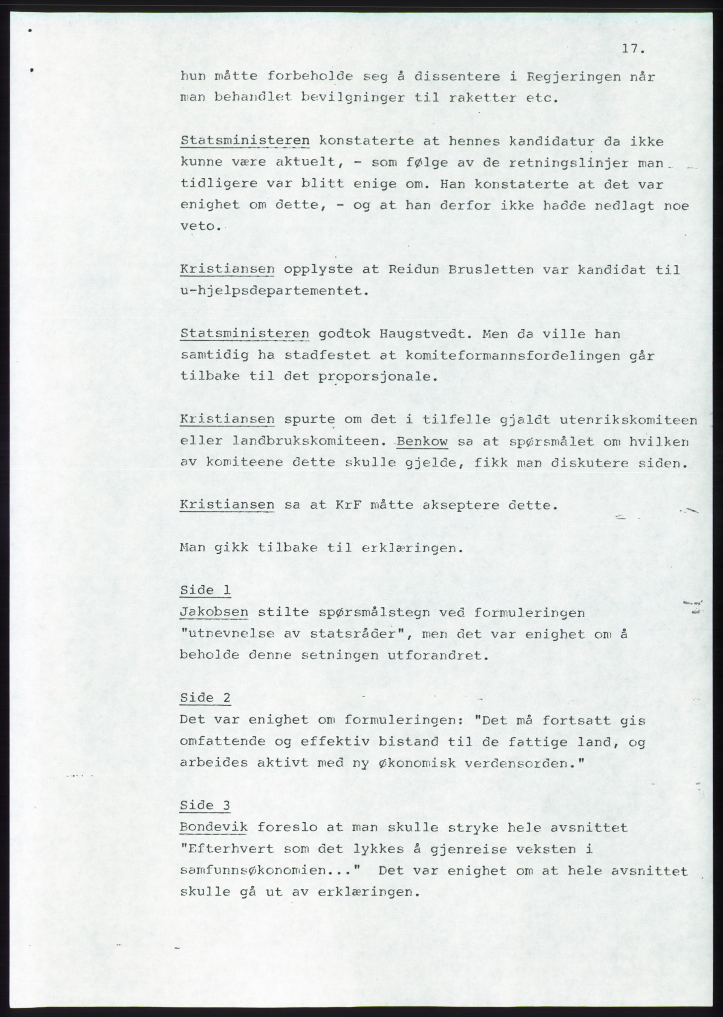 Forhandlingsmøtene 1983 mellom Høyre, KrF og Senterpartiet om dannelse av regjering, AV/RA-PA-0696/A/L0001: Forhandlingsprotokoll, 1983, p. 55