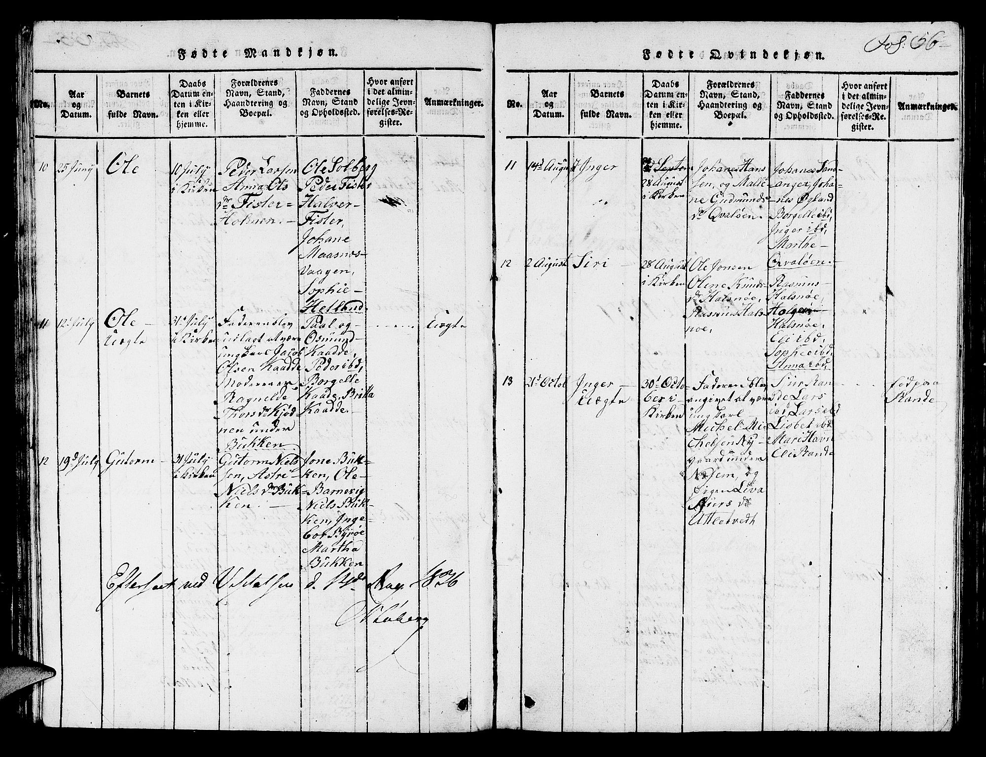 Hjelmeland sokneprestkontor, AV/SAST-A-101843/01/V/L0003: Parish register (copy) no. B 3, 1816-1841, p. 56