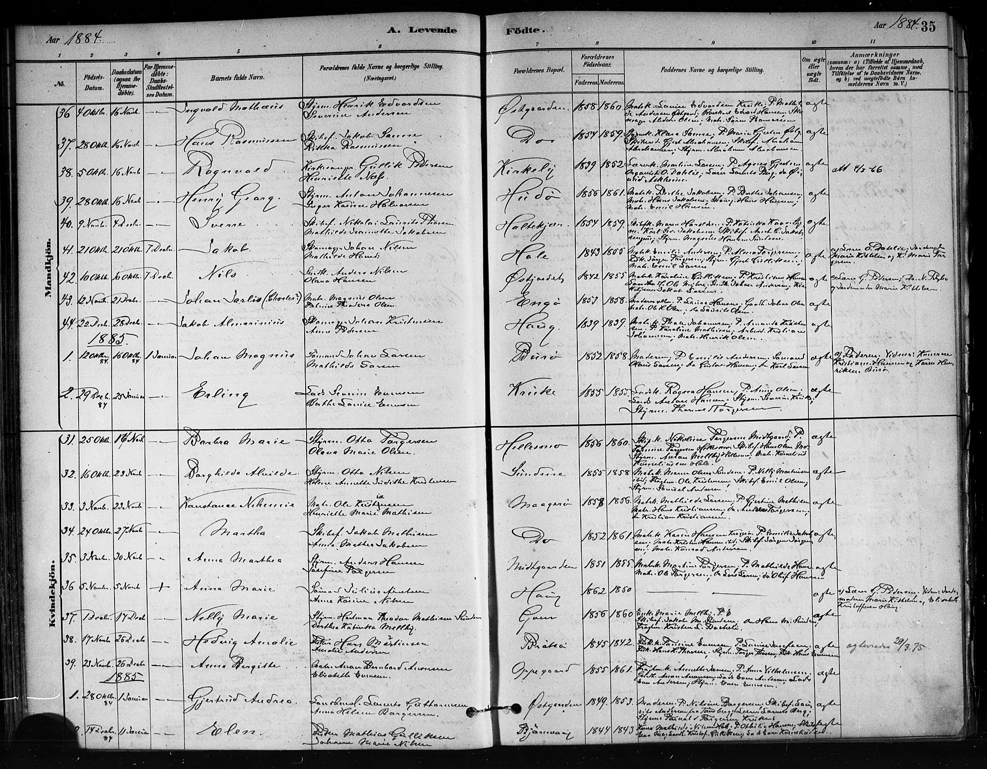 Tjøme kirkebøker, SAKO/A-328/F/Fa/L0001: Parish register (official) no. 1, 1879-1890, p. 35