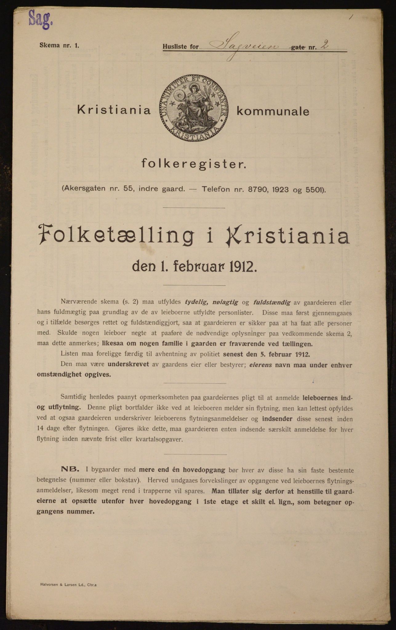 OBA, Municipal Census 1912 for Kristiania, 1912, p. 86667