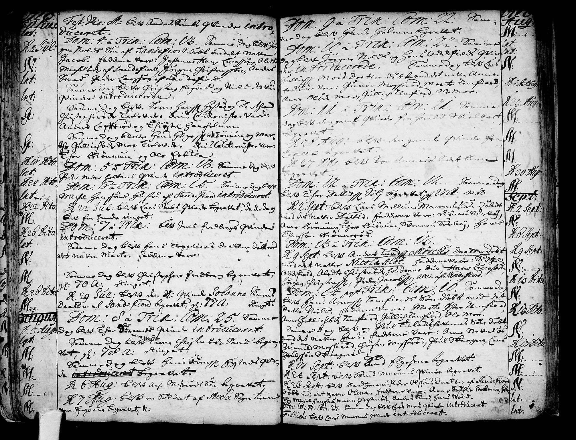 Sandar kirkebøker, SAKO/A-243/F/Fa/L0001: Parish register (official) no. 1, 1709-1733