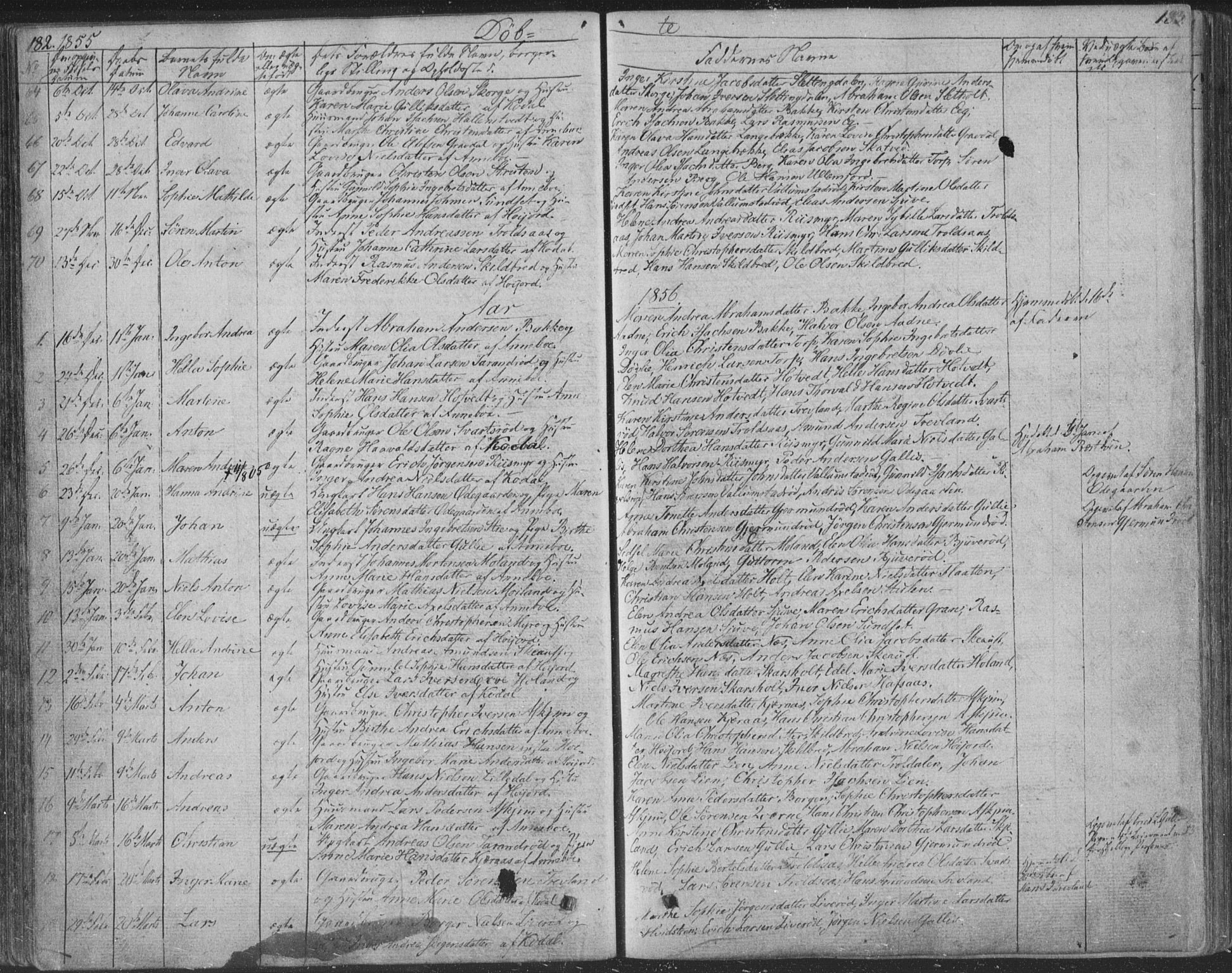 Andebu kirkebøker, AV/SAKO-A-336/F/Fa/L0004: Parish register (official) no. 4, 1829-1856, p. 182-183