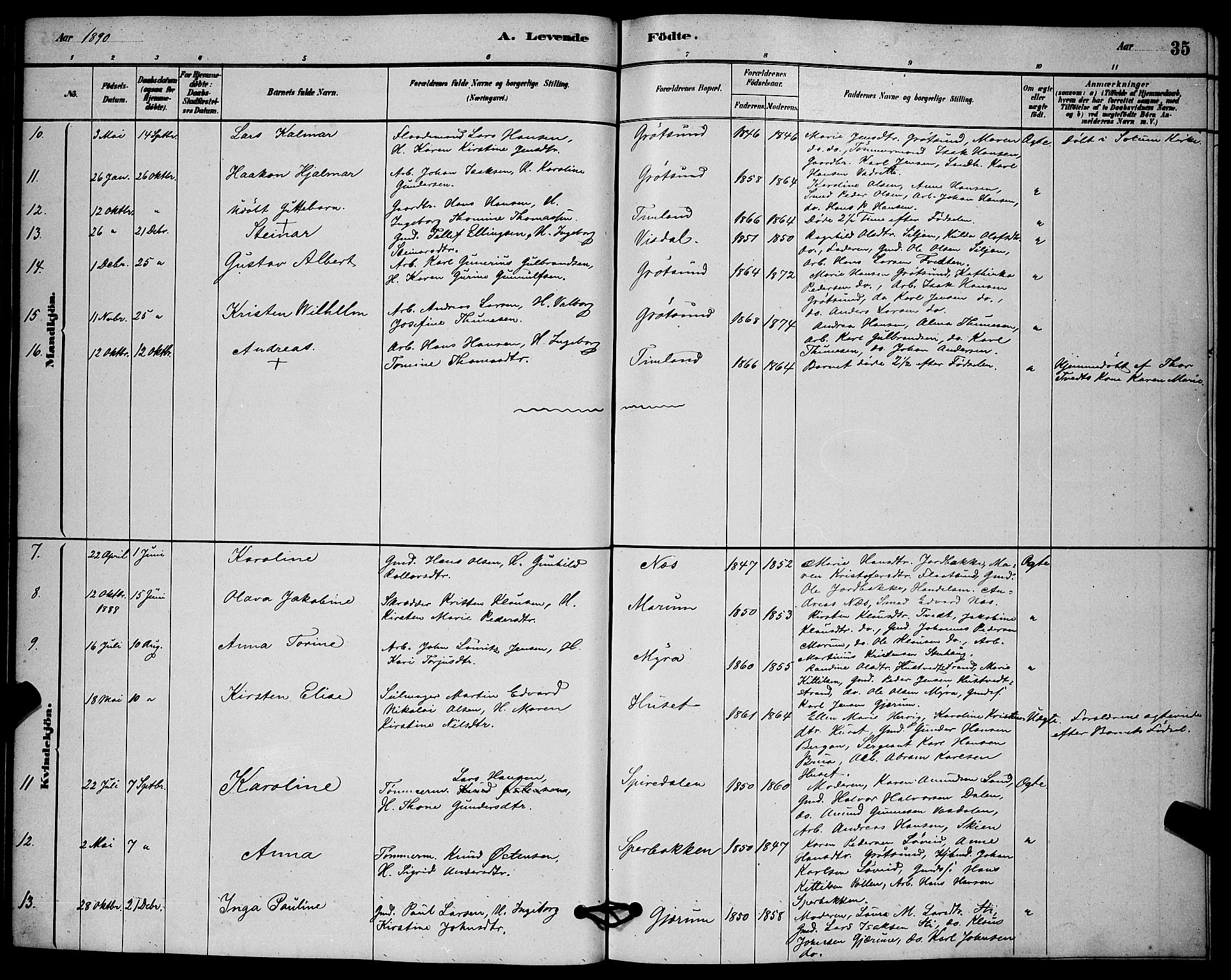 Solum kirkebøker, SAKO/A-306/G/Gb/L0003: Parish register (copy) no. II 3, 1880-1898, p. 35