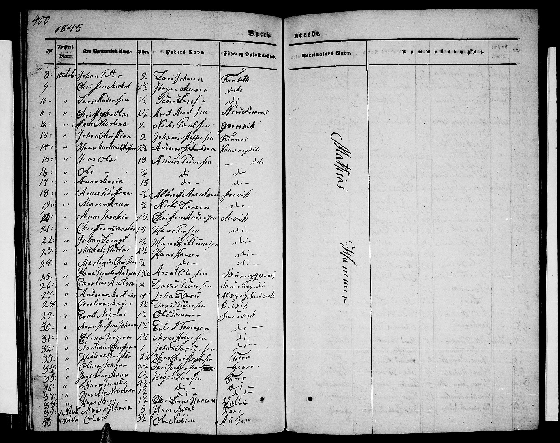 Ministerialprotokoller, klokkerbøker og fødselsregistre - Nordland, AV/SAT-A-1459/805/L0106: Parish register (copy) no. 805C02, 1841-1861, p. 400