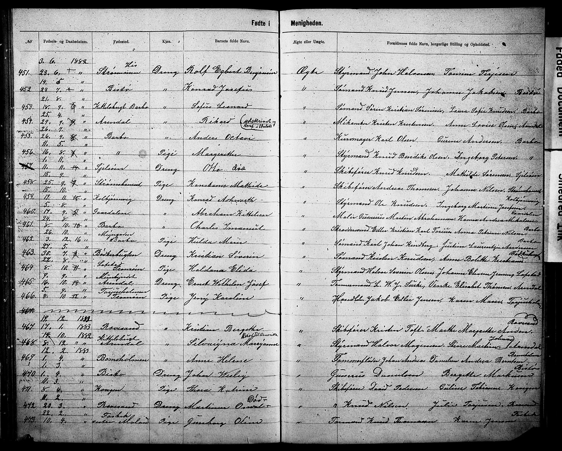 Metodistmenigheten, Arendal, AV/SAK-1292-0011/F/Fa/L0002: Dissenter register no. F-3, 1867-1884