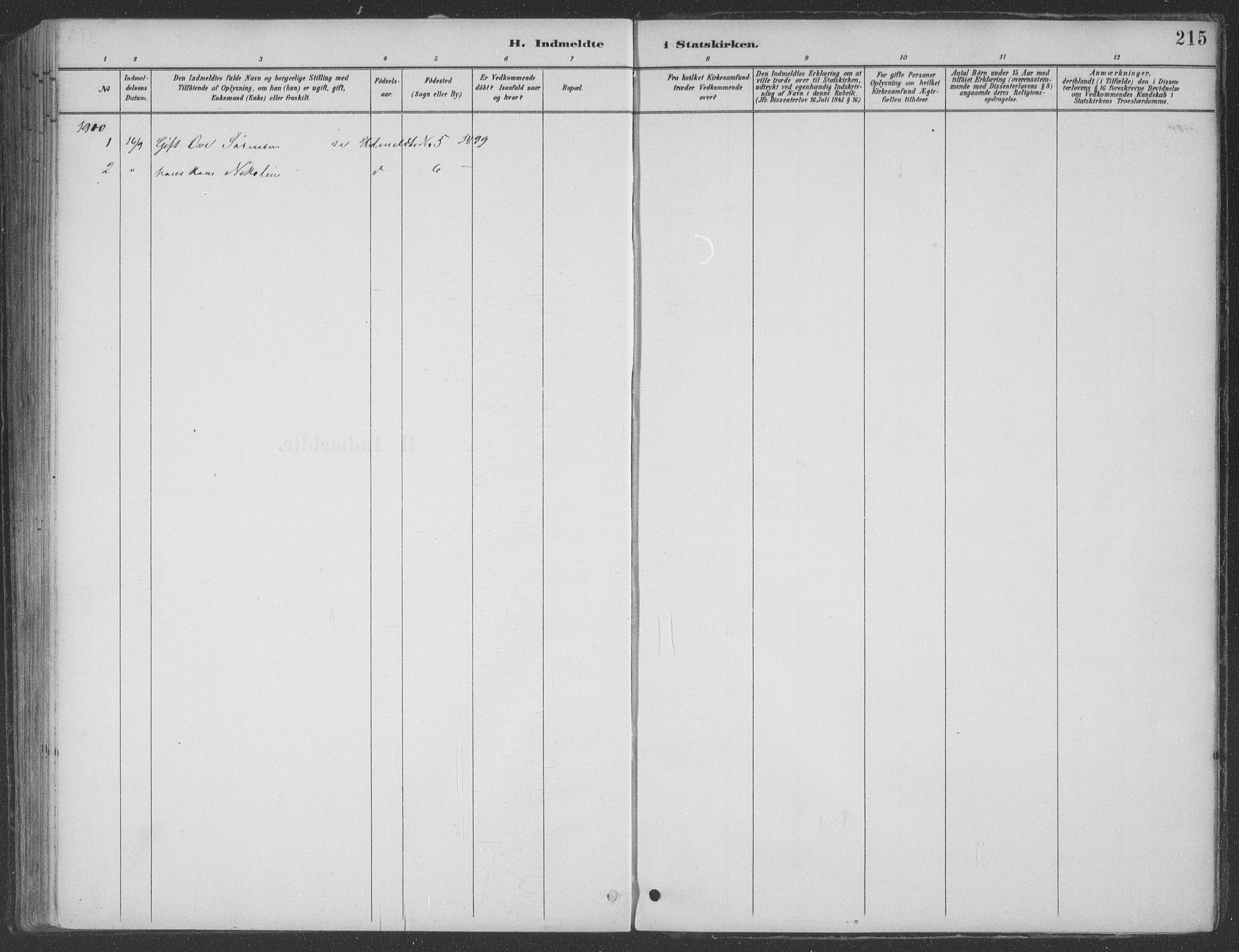 Ministerialprotokoller, klokkerbøker og fødselsregistre - Nordland, AV/SAT-A-1459/890/L1290: Parish register (copy) no. 890C01, 1882-1911, p. 215