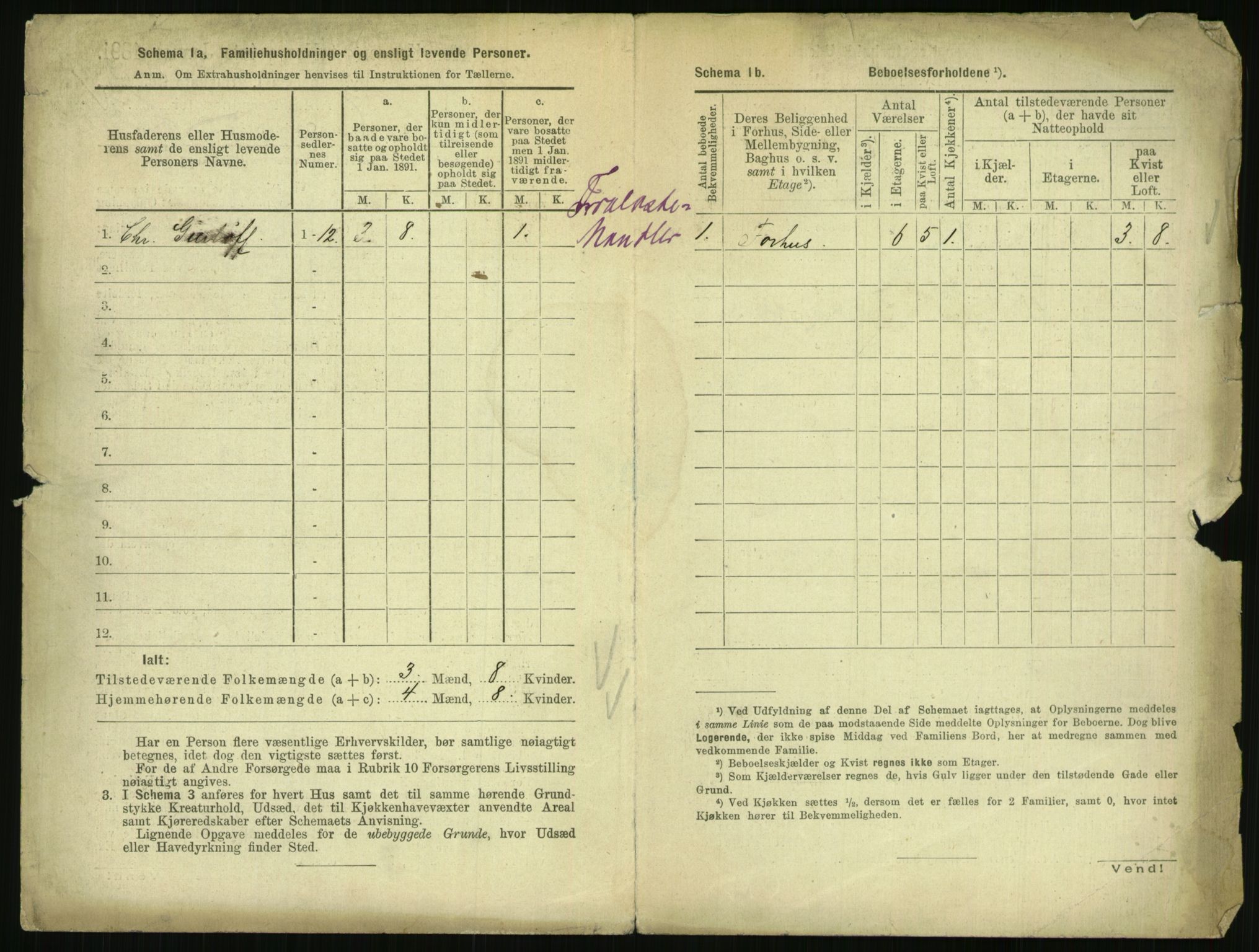 RA, 1891 census for 0801 Kragerø, 1891, p. 1451