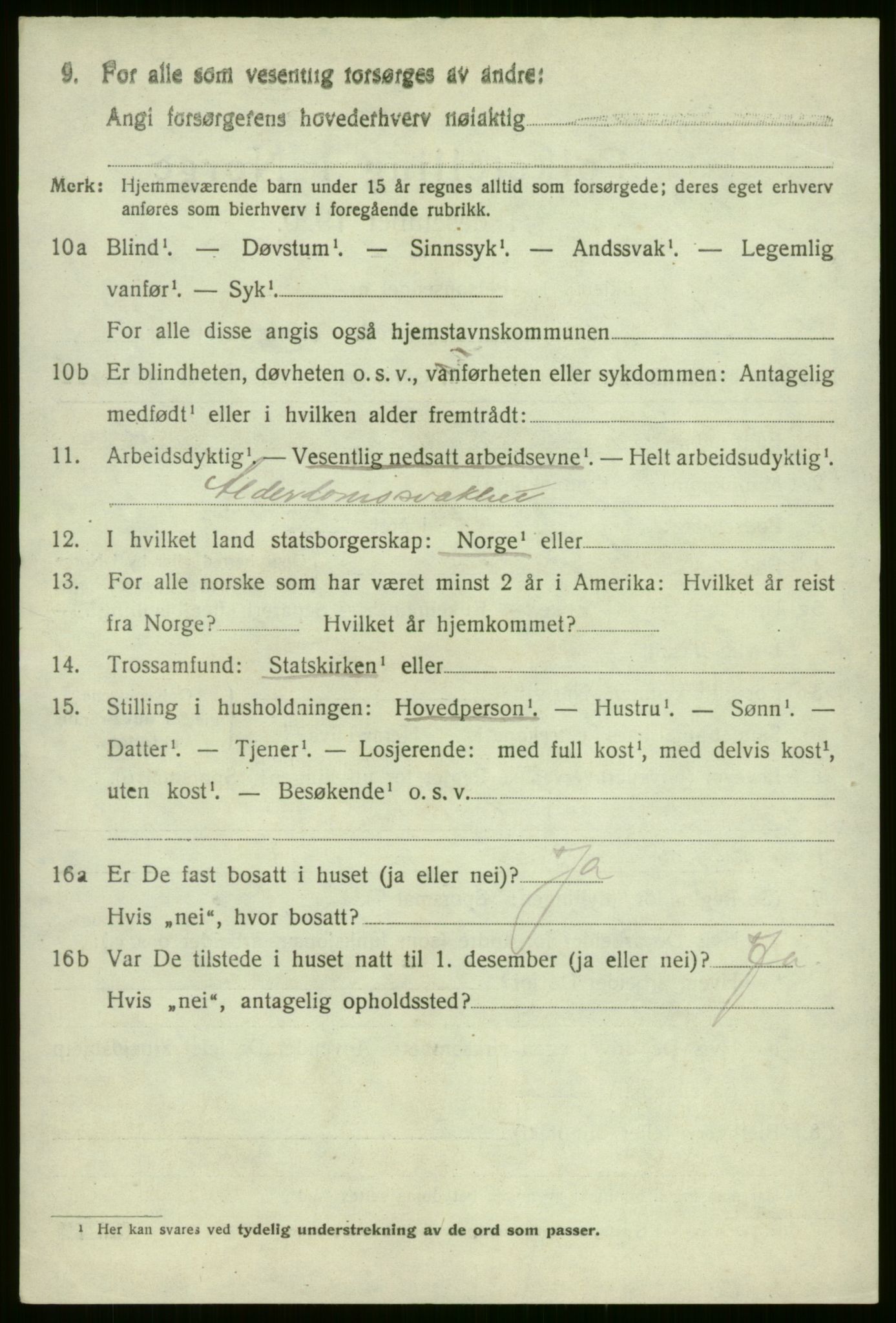 SAB, 1920 census for Evanger, 1920, p. 2316