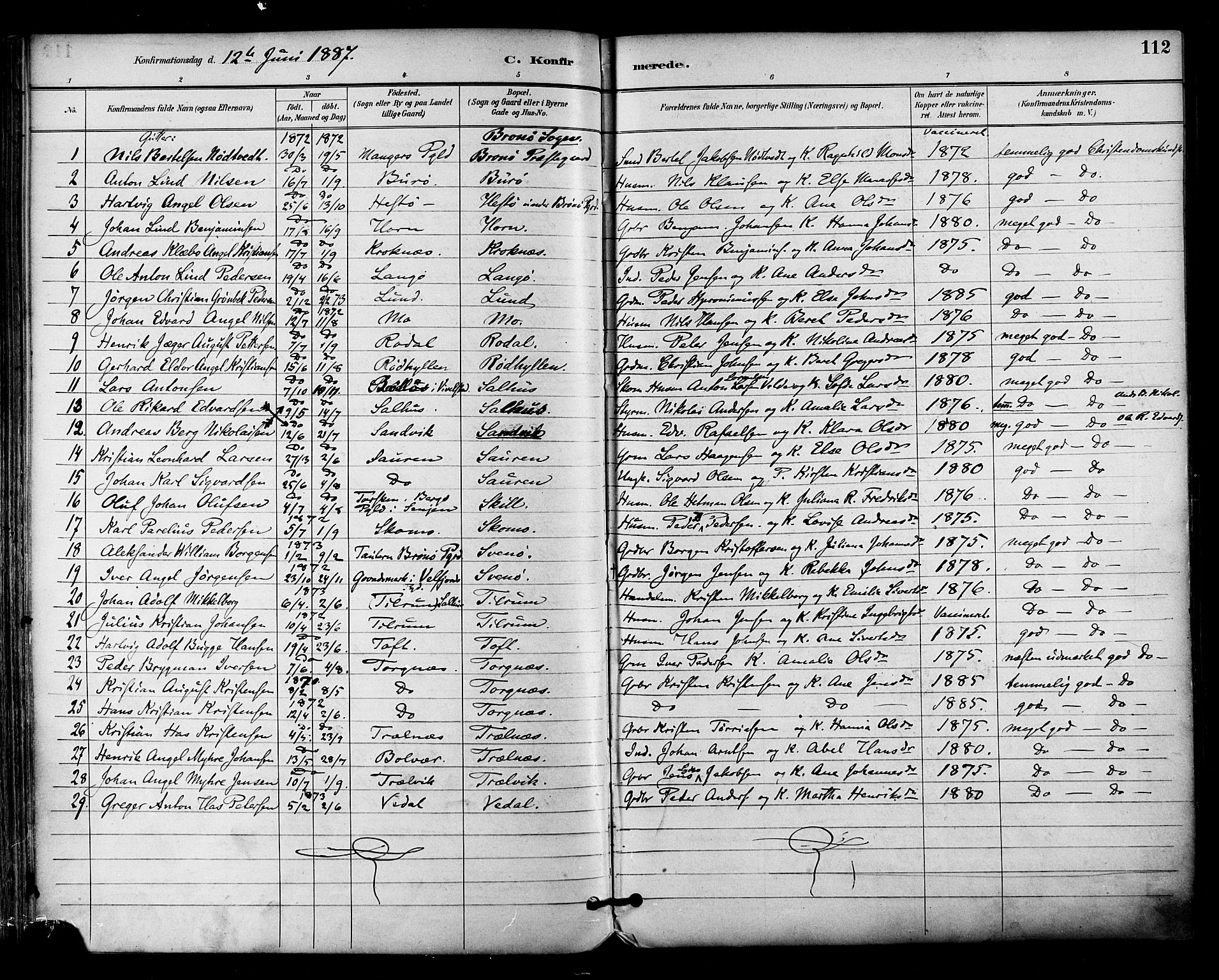 Ministerialprotokoller, klokkerbøker og fødselsregistre - Nordland, SAT/A-1459/813/L0200: Parish register (official) no. 813A10, 1886-1900, p. 112