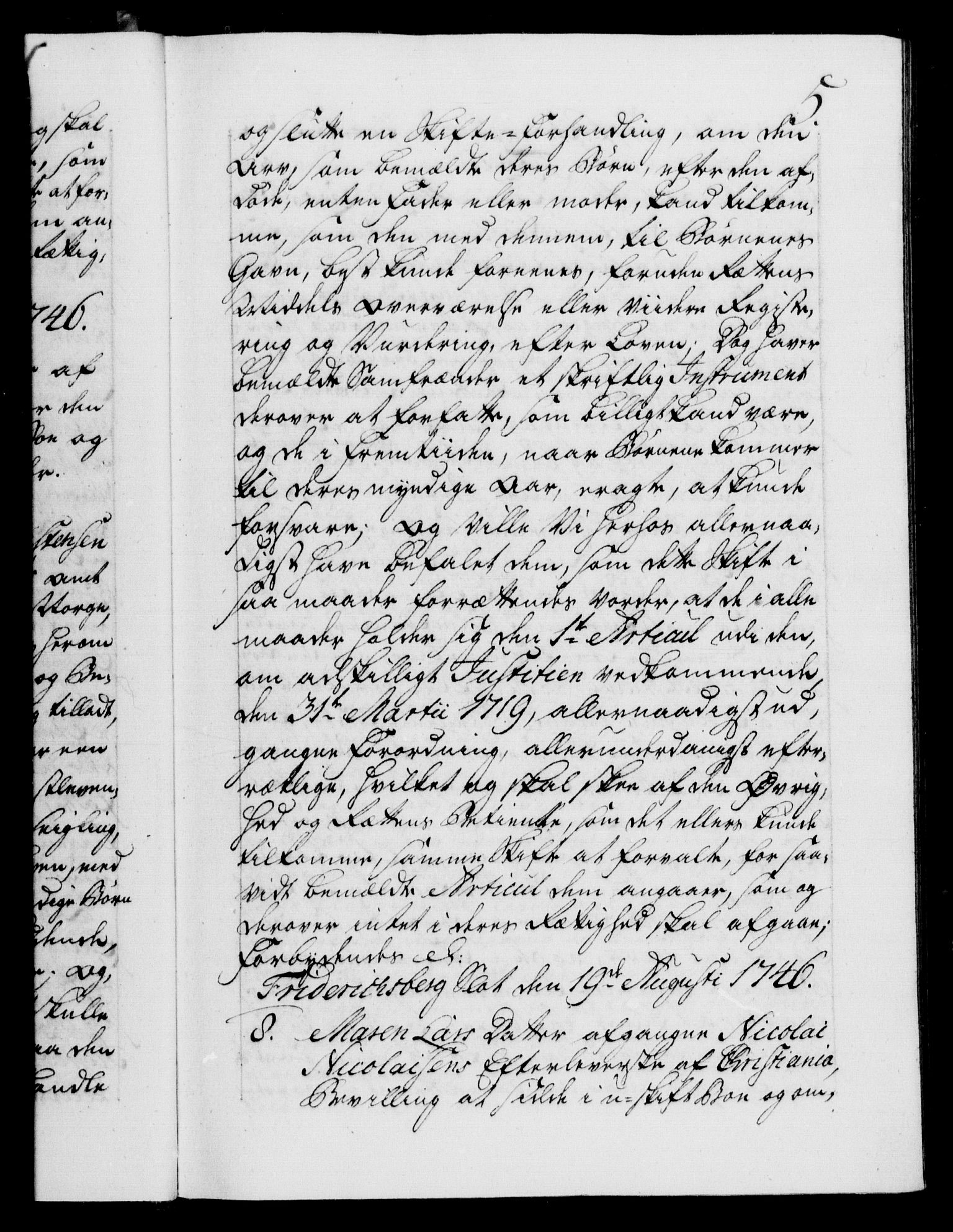 Danske Kanselli 1572-1799, AV/RA-EA-3023/F/Fc/Fca/Fcaa/L0035: Norske registre, 1746-1748, p. 5a