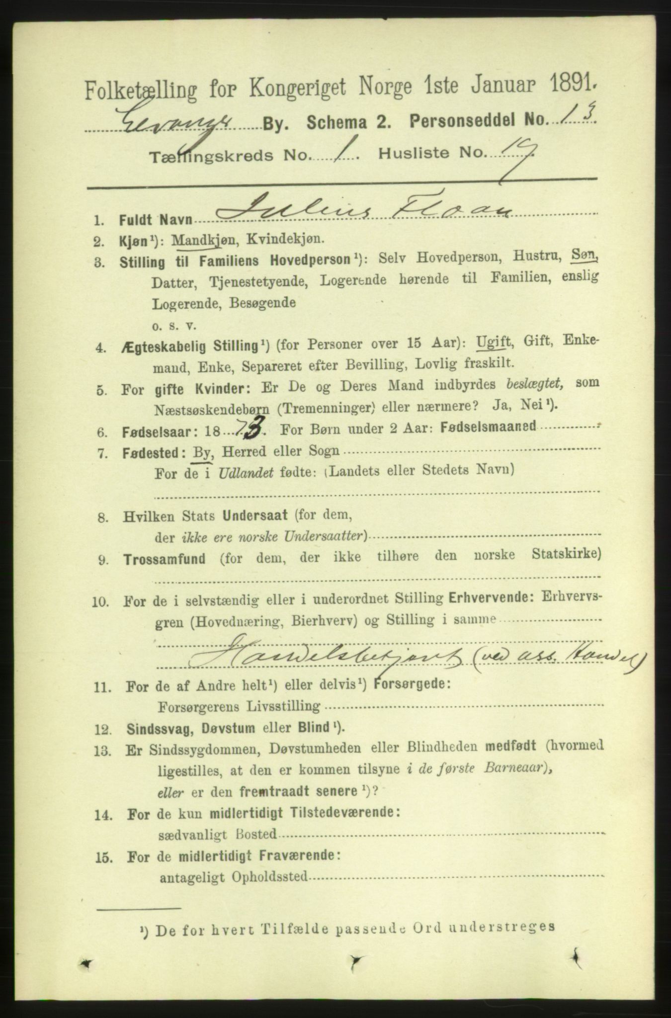 RA, 1891 census for 1701 Levanger, 1891, p. 279