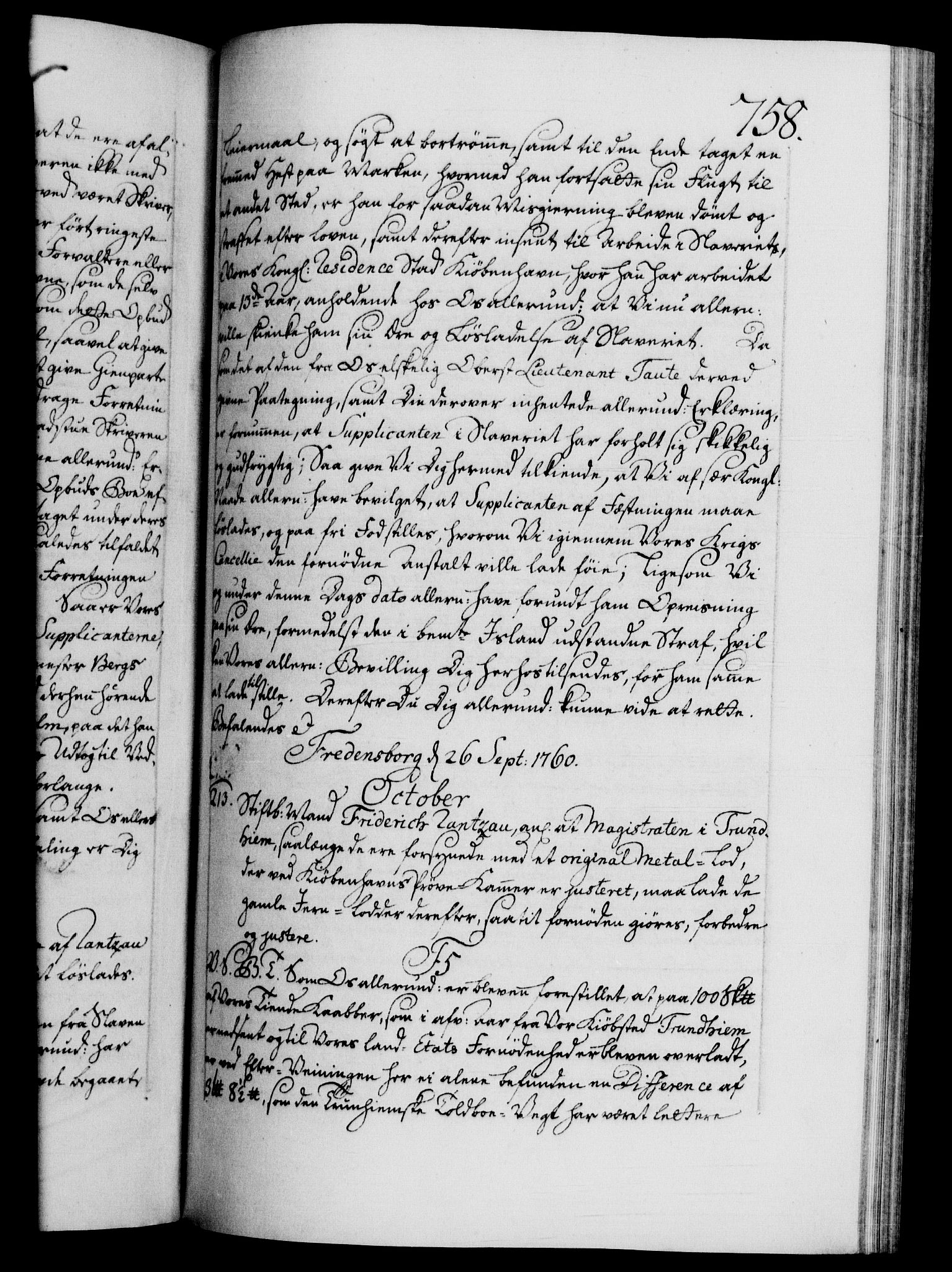 Danske Kanselli 1572-1799, AV/RA-EA-3023/F/Fc/Fca/Fcab/L0036: Norske tegnelser, 1757-1761, p. 758a