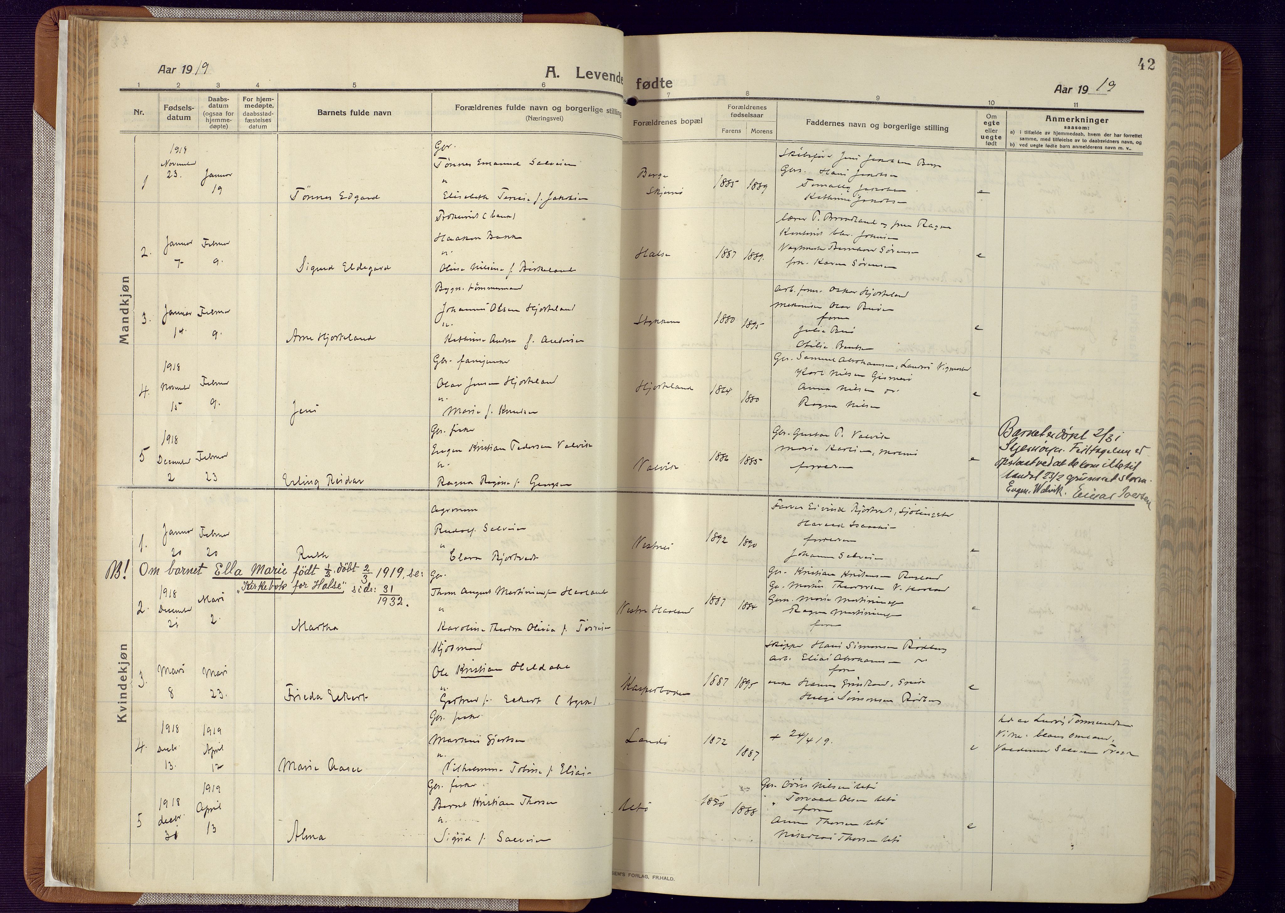 Mandal sokneprestkontor, AV/SAK-1111-0030/F/Fa/Faa/L0022: Parish register (official) no. A 22, 1913-1925, p. 42