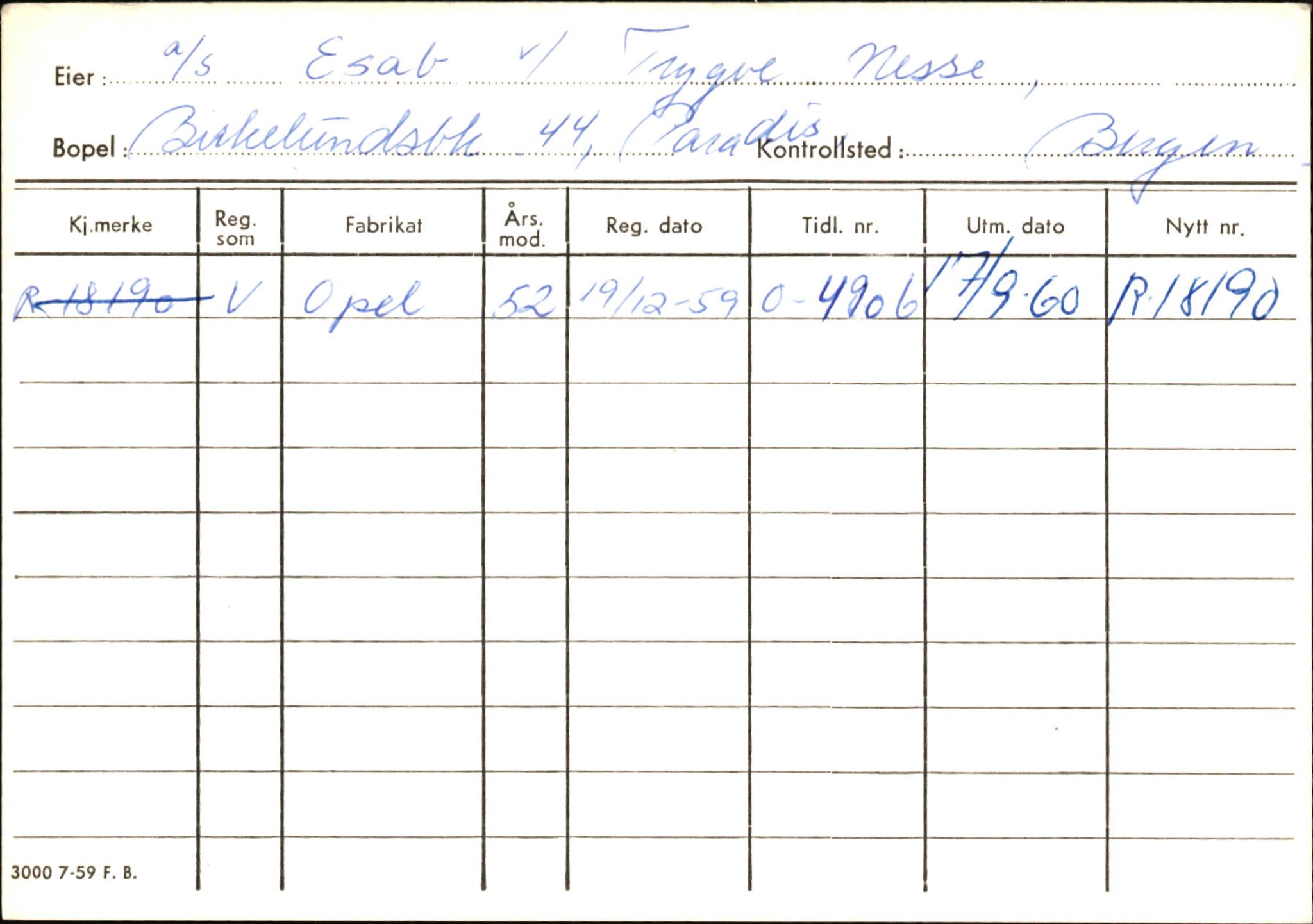 Statens vegvesen, Hordaland vegkontor, AV/SAB-A-5201/2/Ha/L0012: R-eierkort E-F, 1920-1971, p. 3