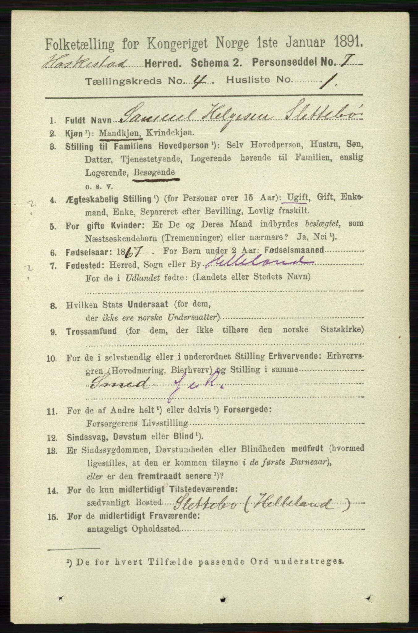 RA, 1891 census for 1113 Heskestad, 1891, p. 548