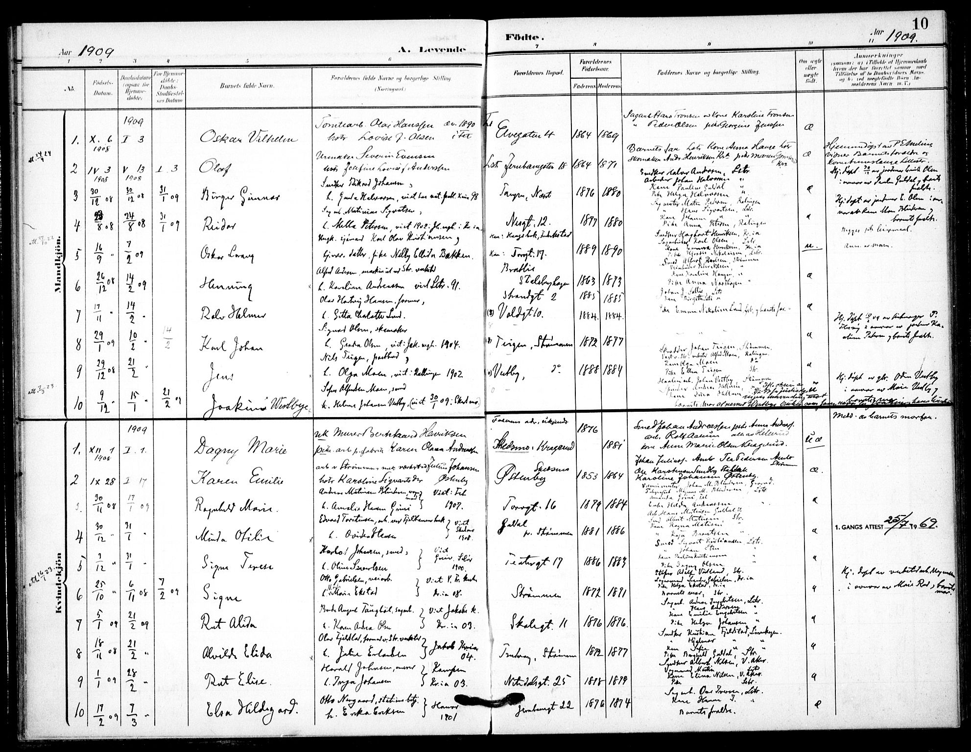 Skedsmo prestekontor Kirkebøker, AV/SAO-A-10033a/F/Fc/L0001: Parish register (official) no. III 1, 1908-1916, p. 10