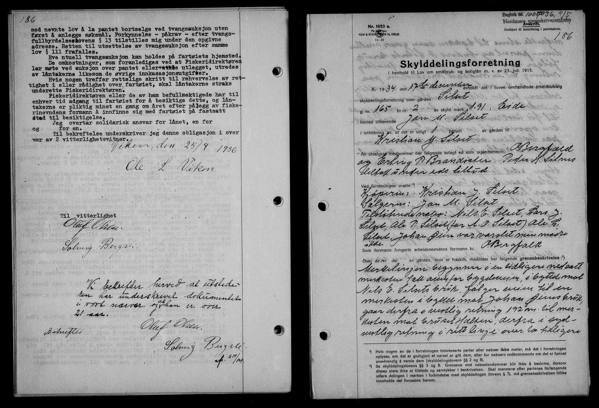 Nordmøre sorenskriveri, AV/SAT-A-4132/1/2/2Ca/L0088: Mortgage book no. 78, 1936-1936, Diary no: : 1004/1936