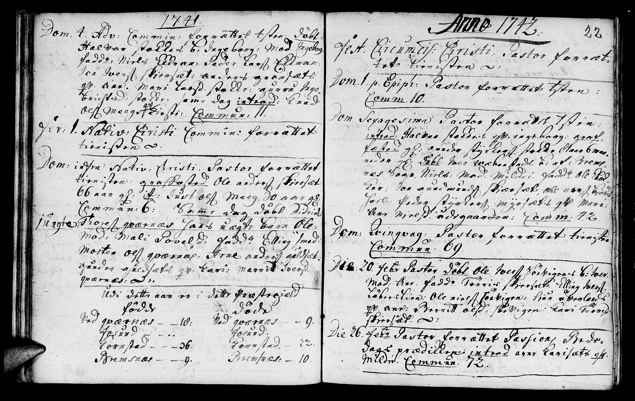Ministerialprotokoller, klokkerbøker og fødselsregistre - Møre og Romsdal, SAT/A-1454/568/L0797: Parish register (official) no. 568A06, 1731-1760, p. 22