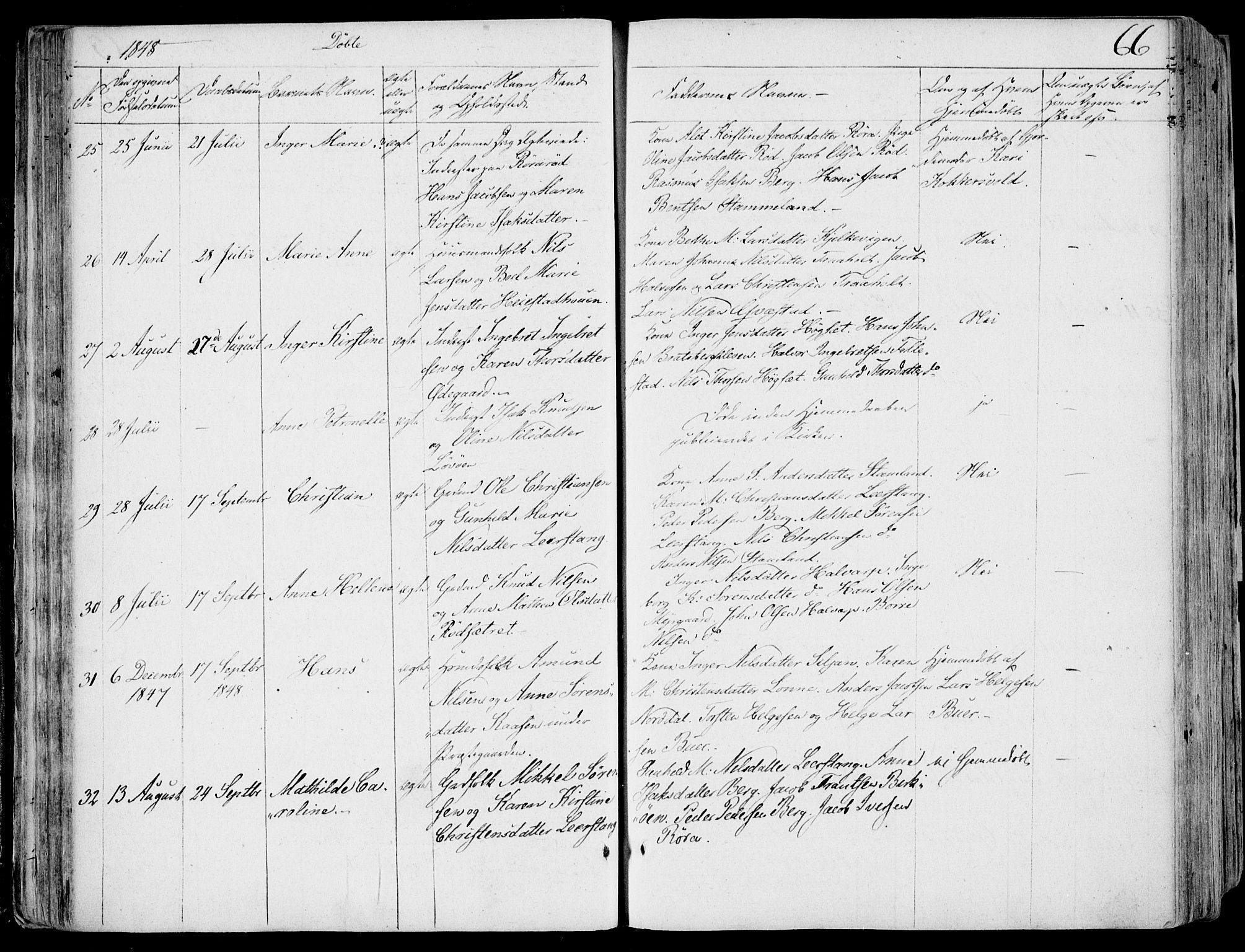 Eidanger kirkebøker, SAKO/A-261/F/Fa/L0008: Parish register (official) no. 8, 1831-1858, p. 66