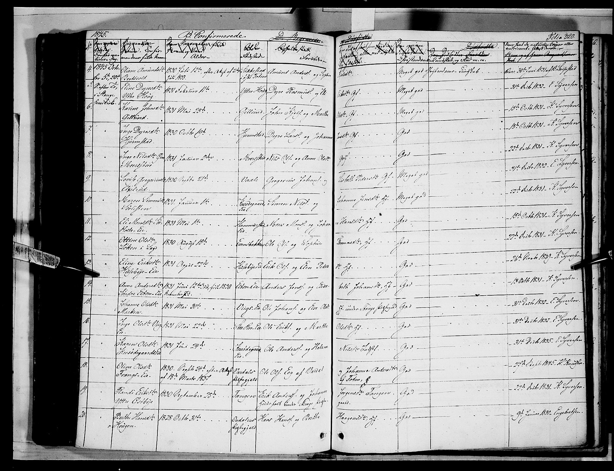 Stange prestekontor, AV/SAH-PREST-002/K/L0010: Parish register (official) no. 10, 1835-1845, p. 320