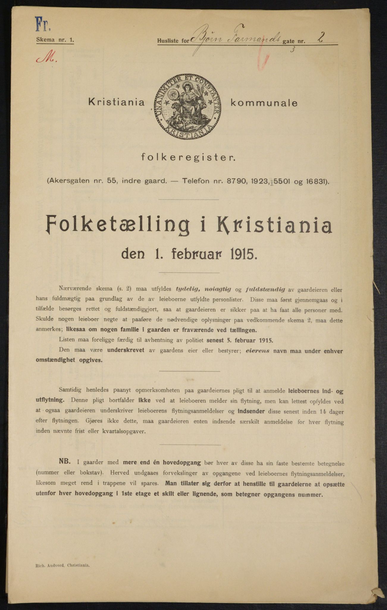 OBA, Municipal Census 1915 for Kristiania, 1915, p. 6610