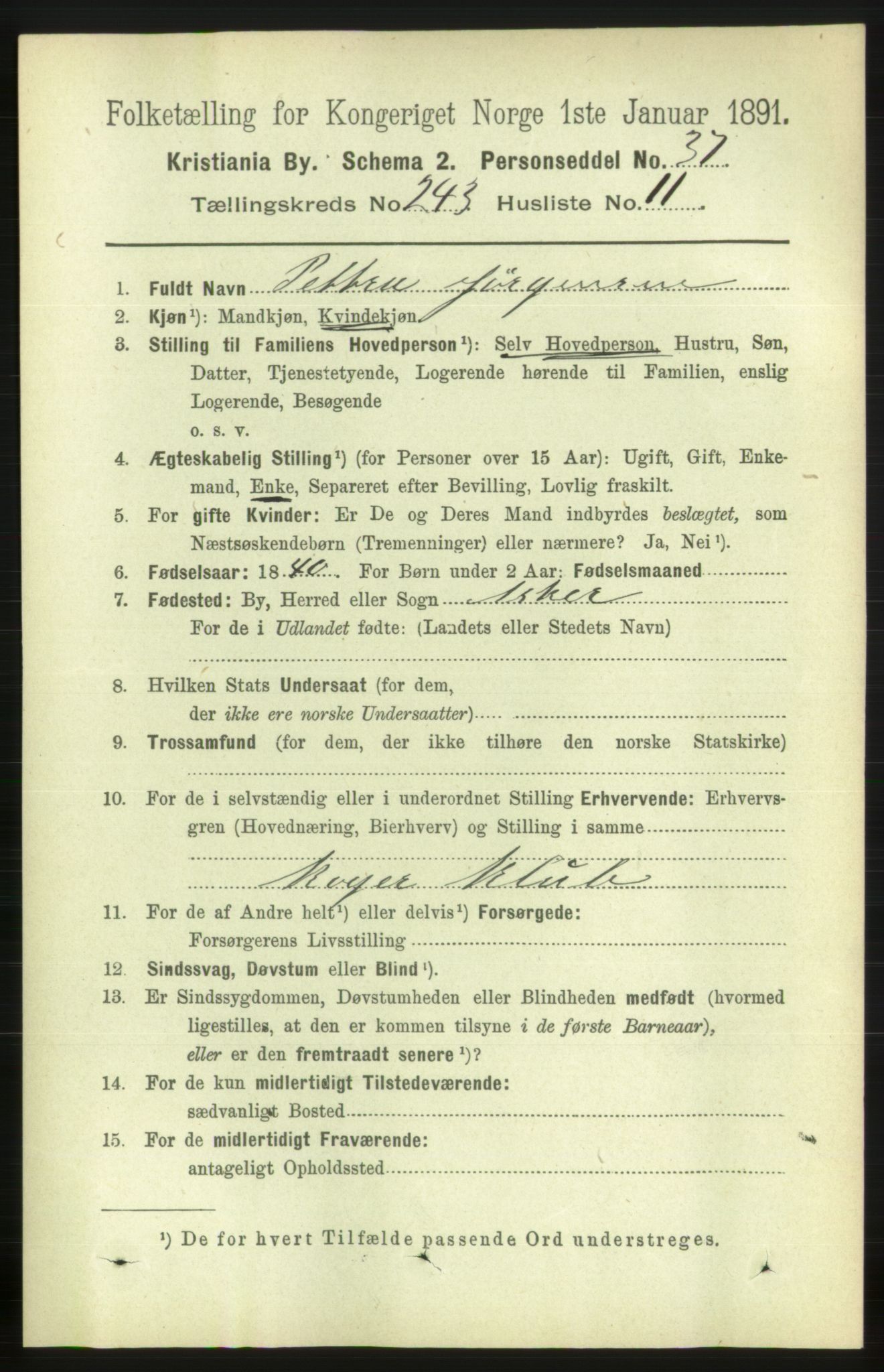 RA, 1891 census for 0301 Kristiania, 1891, p. 148020