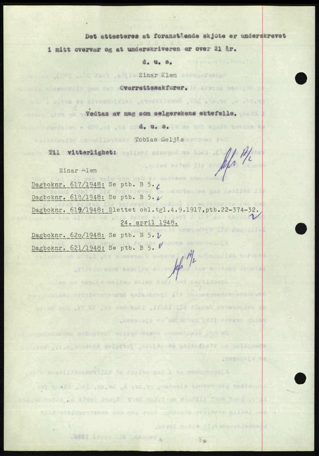 Nedenes sorenskriveri, AV/SAK-1221-0006/G/Gb/Gba/L0059: Mortgage book no. A11, 1948-1948, Diary no: : 616/1948