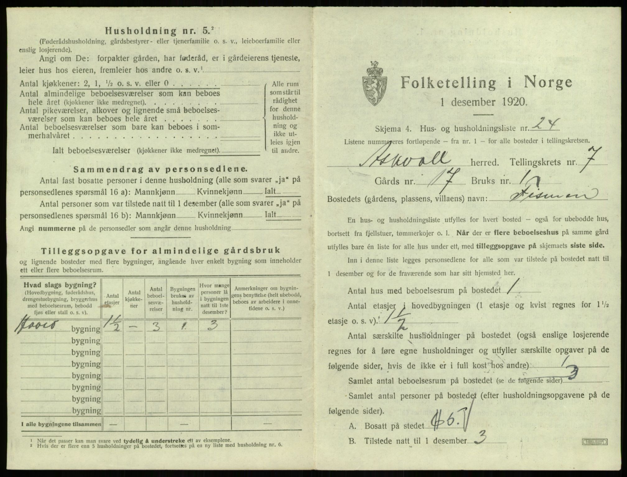 SAB, 1920 census for Askvoll, 1920, p. 413