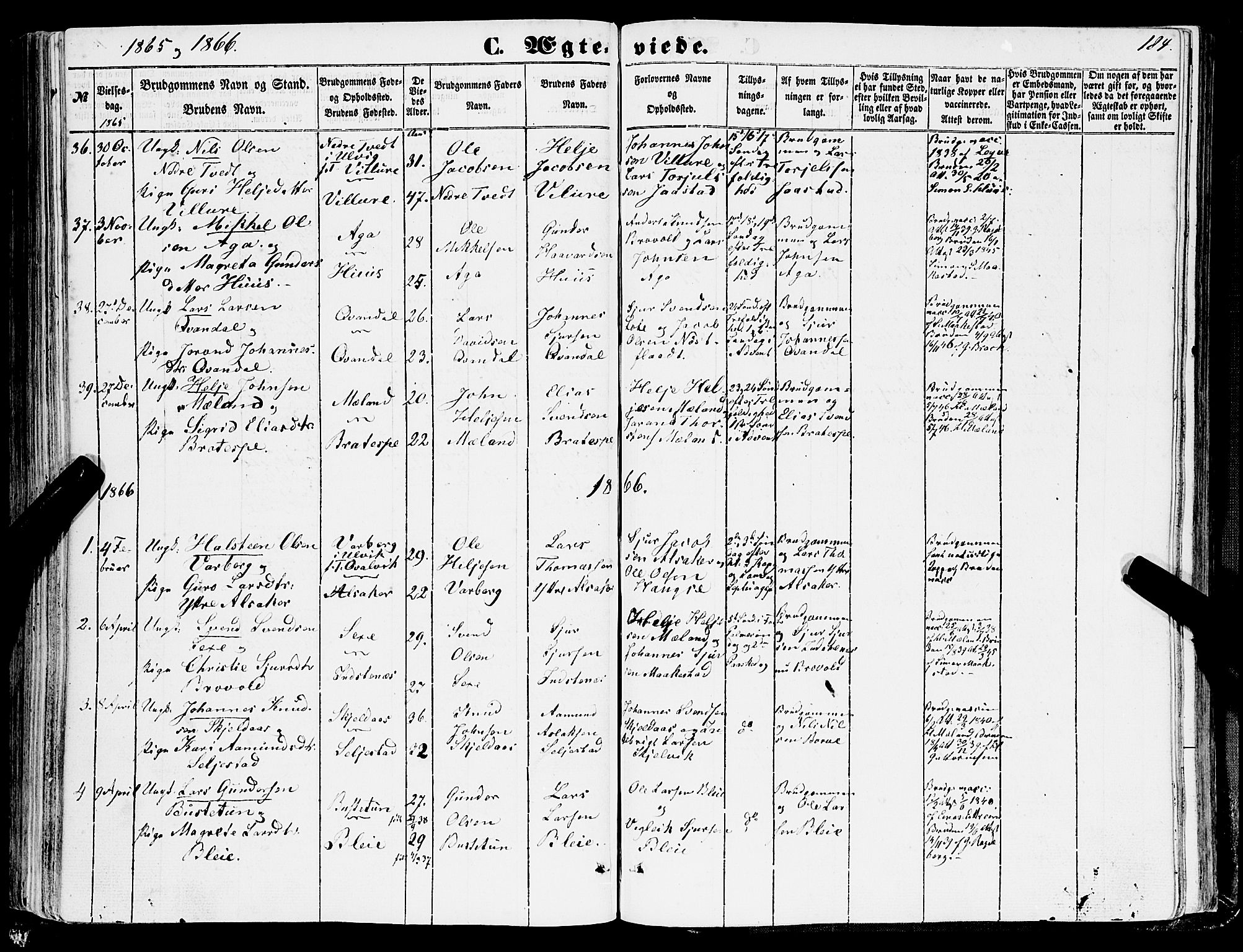 Ullensvang sokneprestembete, SAB/A-78701/H/Haa: Parish register (official) no. A 11, 1854-1866, p. 184