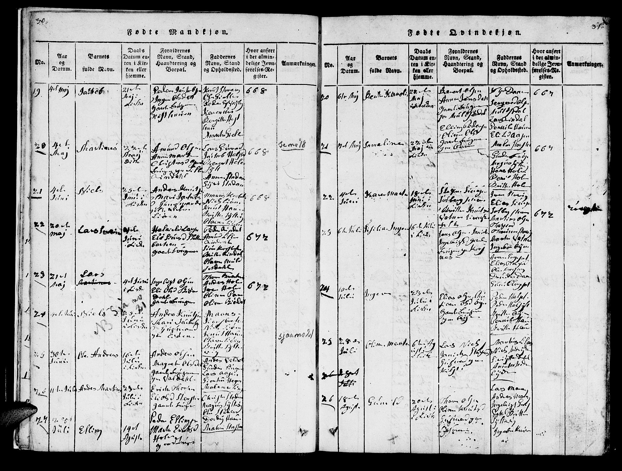 Ministerialprotokoller, klokkerbøker og fødselsregistre - Møre og Romsdal, SAT/A-1454/519/L0246: Parish register (official) no. 519A05, 1817-1834, p. 30-31
