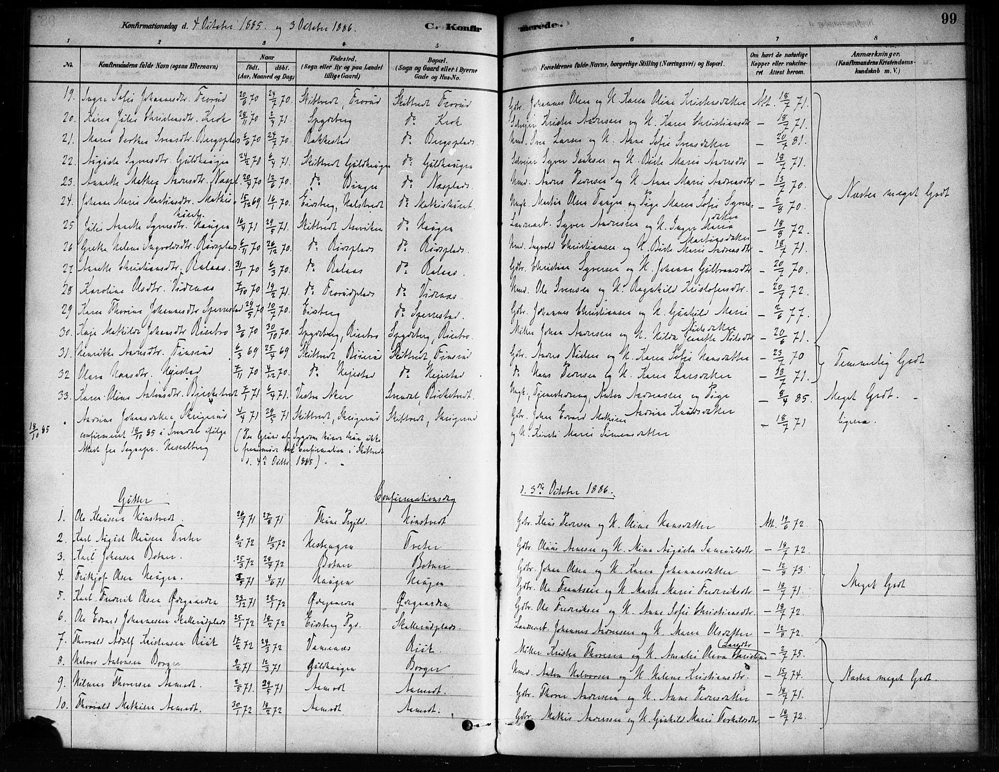 Skiptvet prestekontor Kirkebøker, AV/SAO-A-20009/F/Fa/L0009: Parish register (official) no. 9, 1878-1900, p. 99