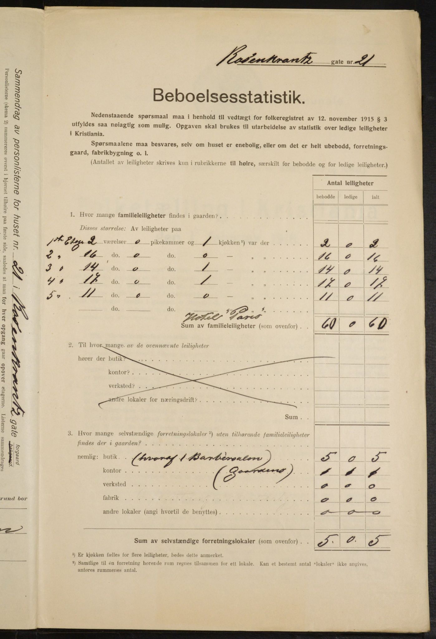 OBA, Municipal Census 1916 for Kristiania, 1916, p. 86272