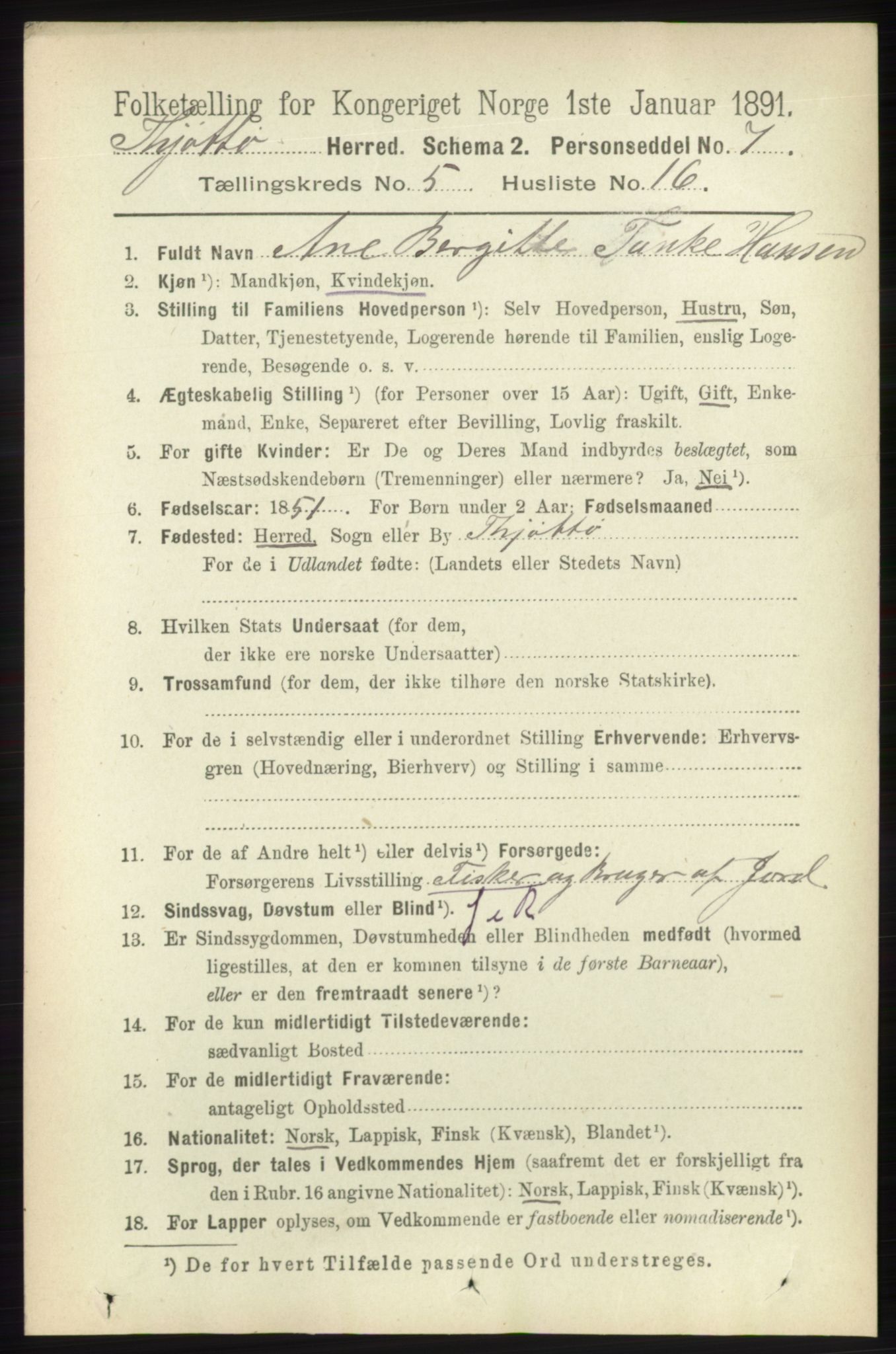 RA, 1891 census for 1817 Tjøtta, 1891, p. 2489